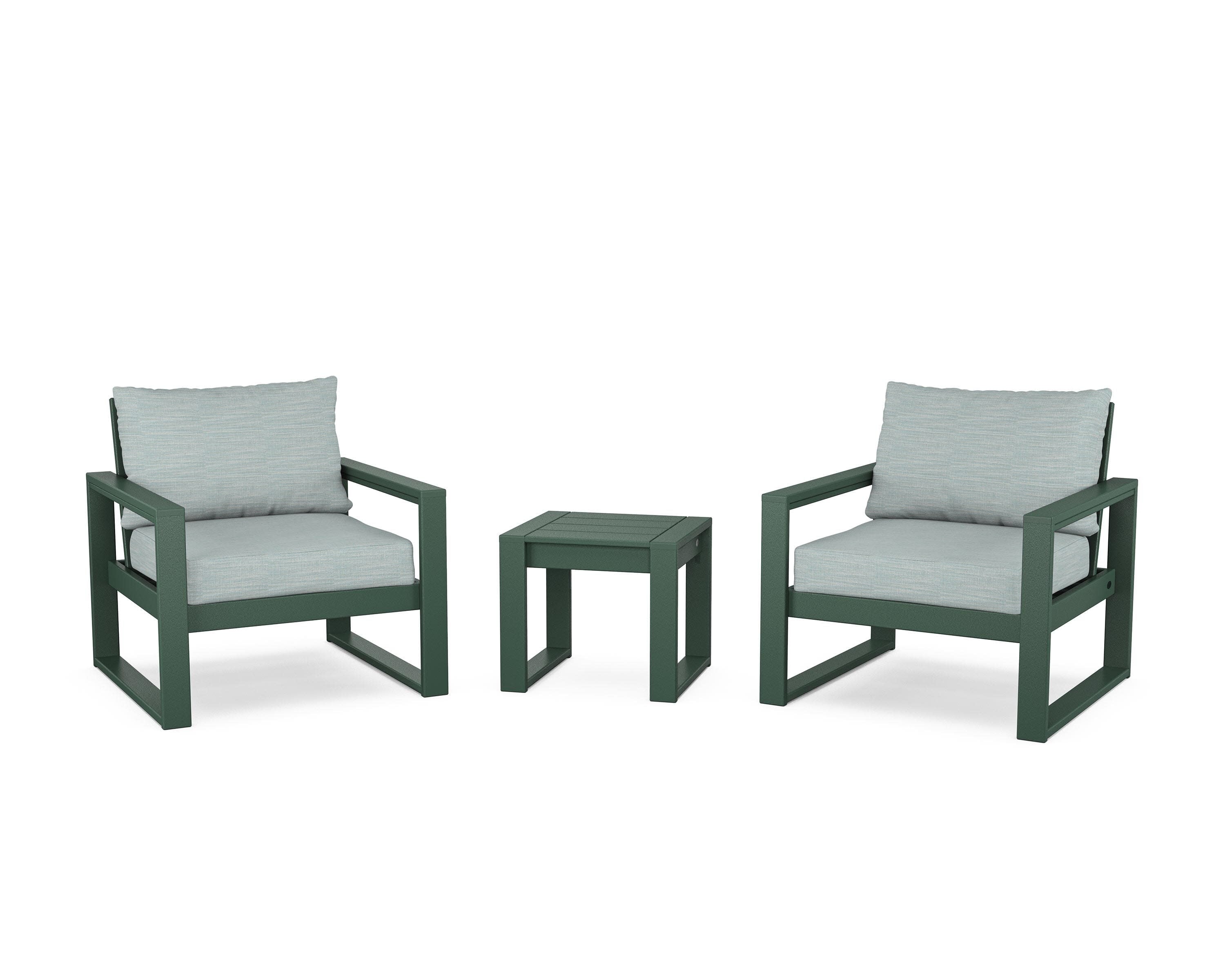 EDGE Sectional 3-Piece Deep Seating Set in Green / Soothe Mist