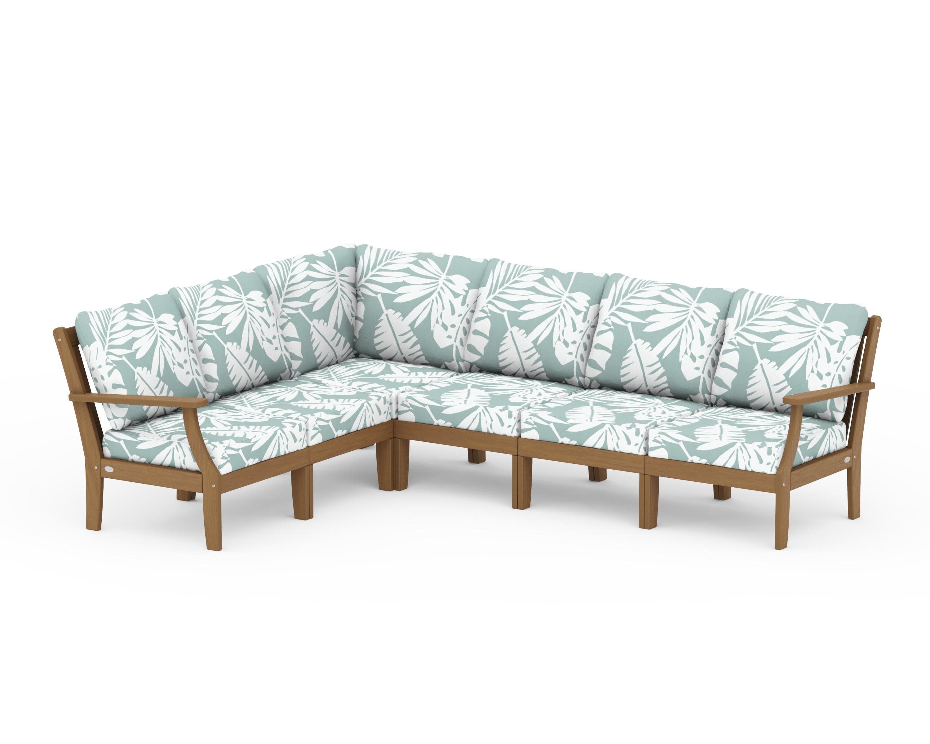 Braxton Modular 6-Piece Deep Seating Set in Natural / Leaf Glacier Spa
