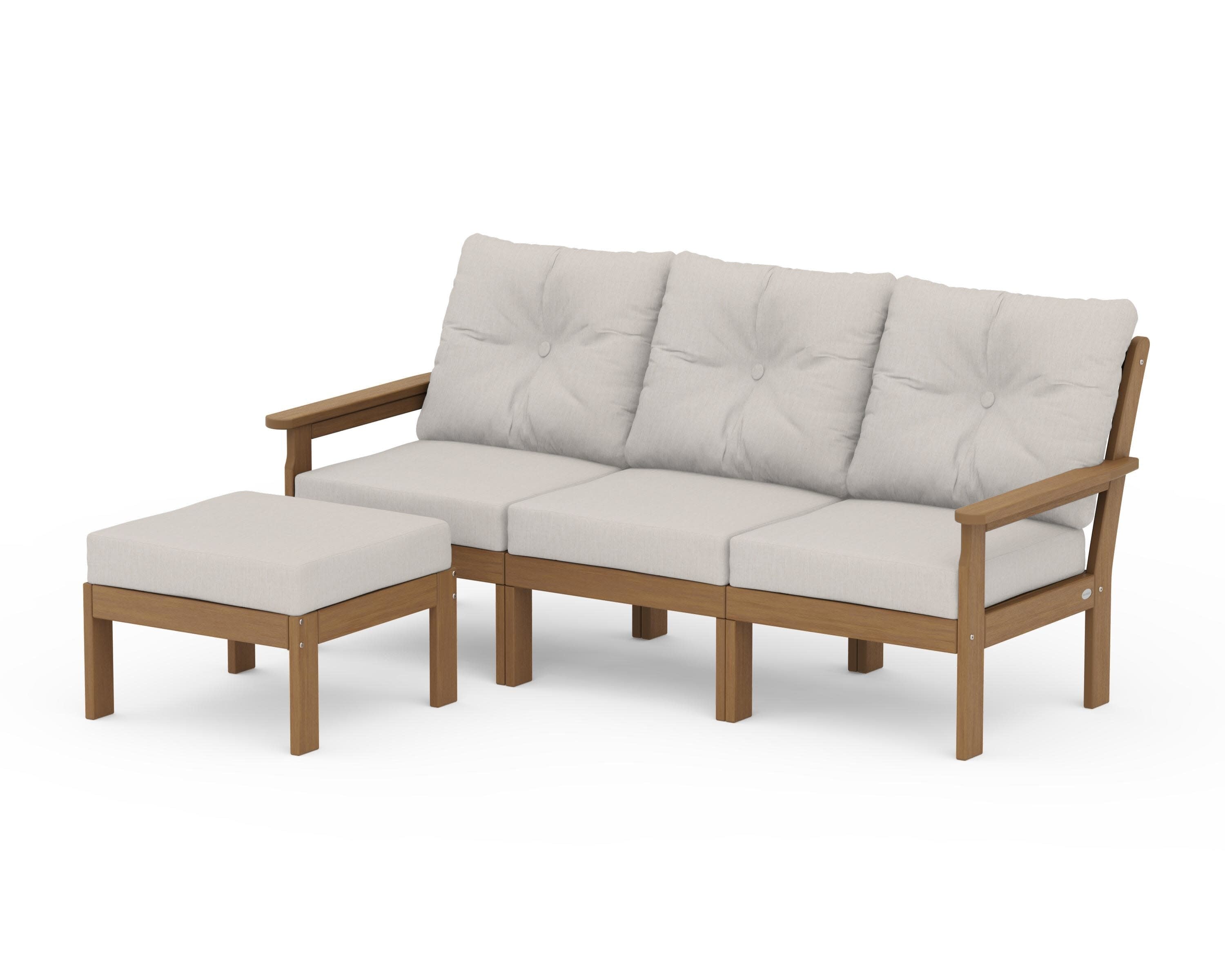 Vineyard 4-Piece Sectional with Ottoman in Natural / Cast Ash