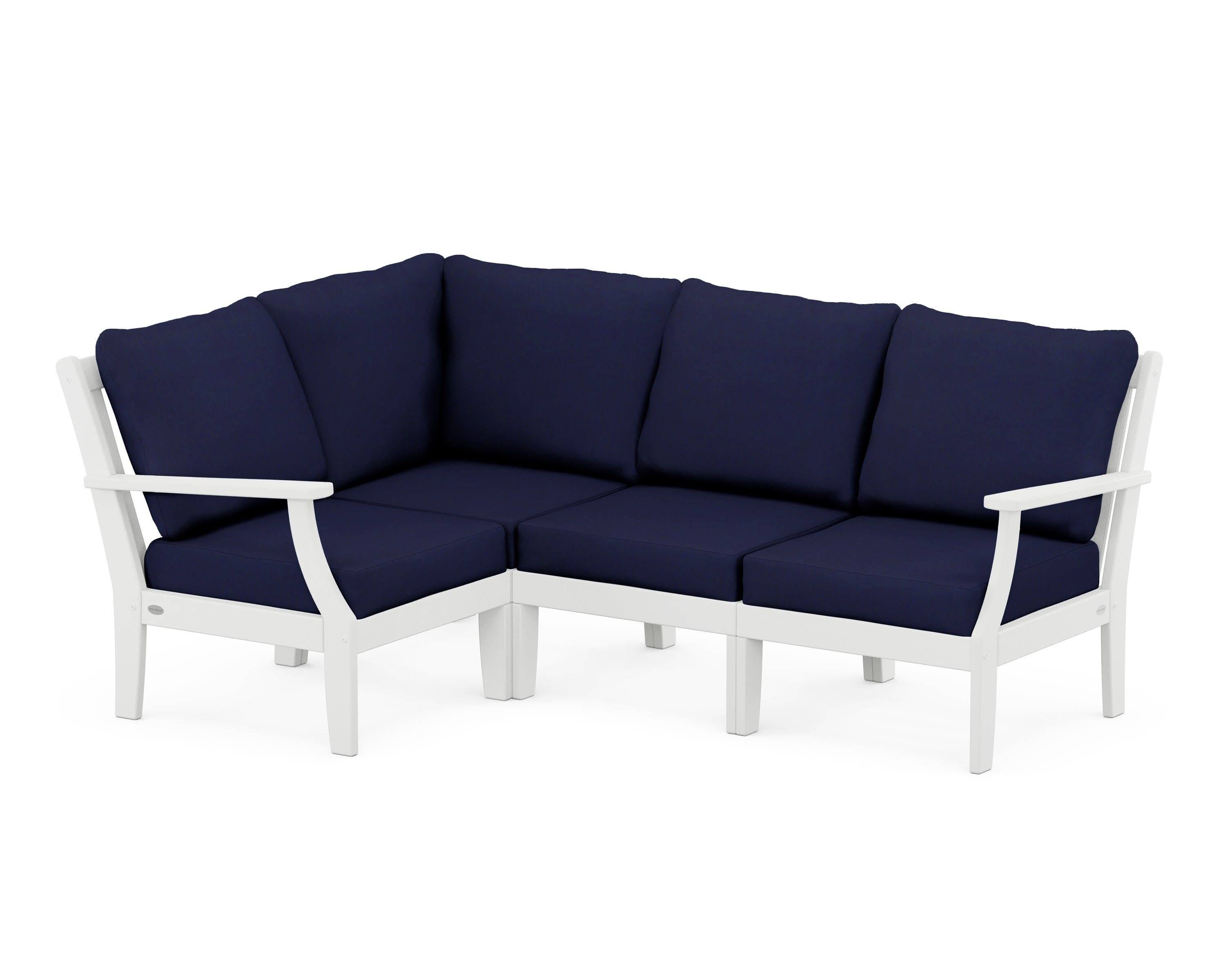 Braxton Modular 4-Piece Deep Seating Set in White / Navy