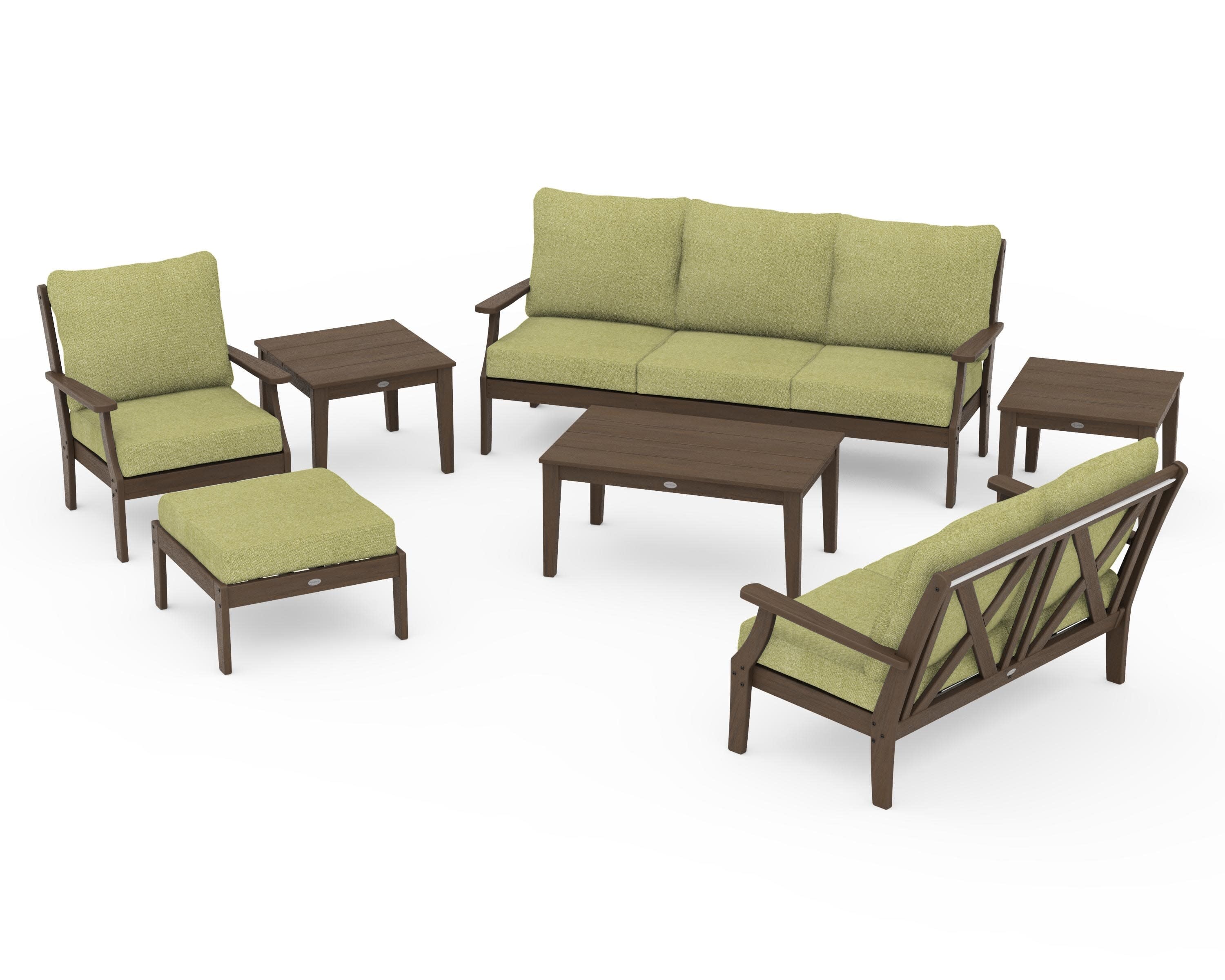 Braxton 7-Piece Deep Seating Set in Kona / Chartreuse Boucle