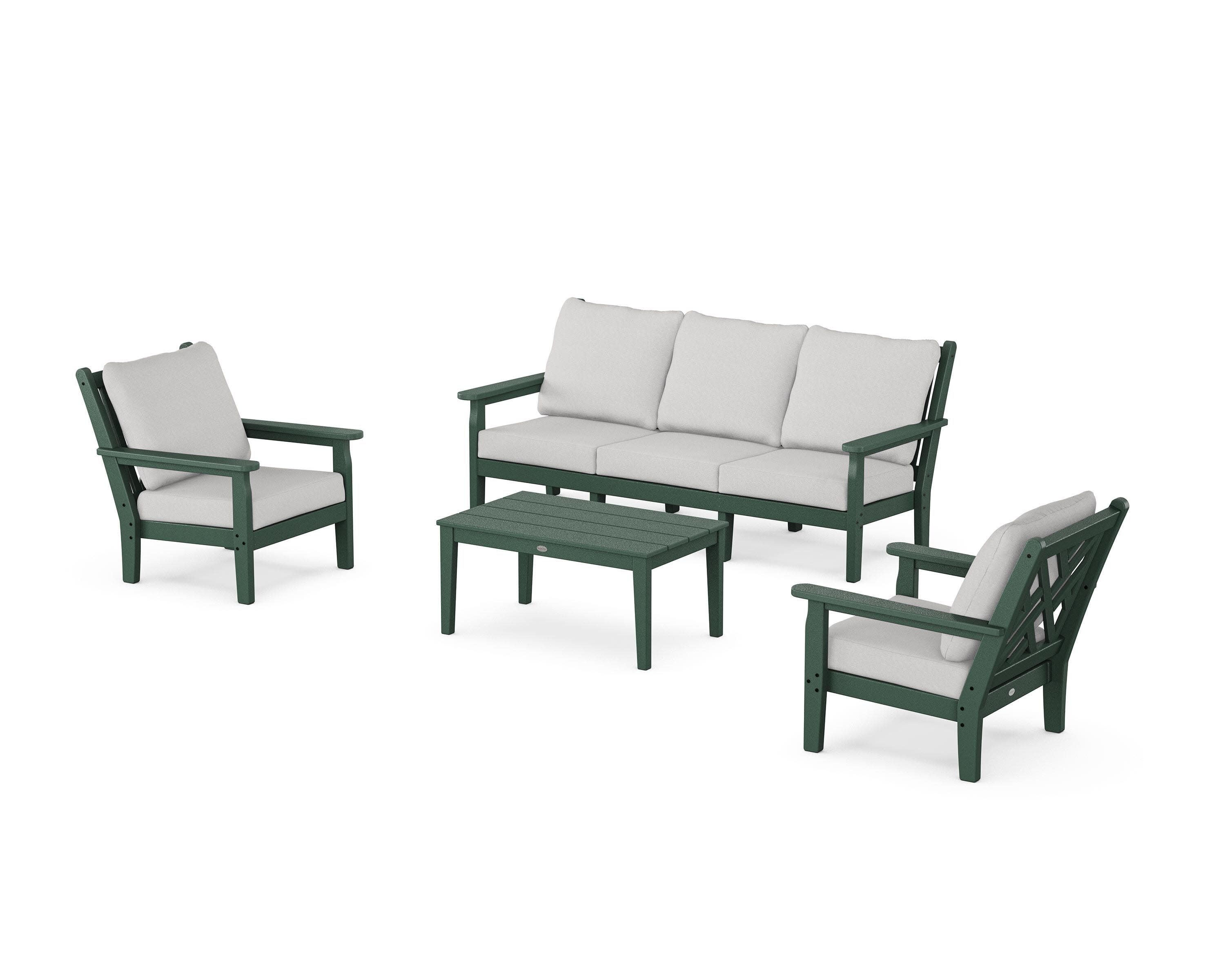 Chippendale 4-Piece Deep Seating Set with Sofa in Green / Diamond in the Rough