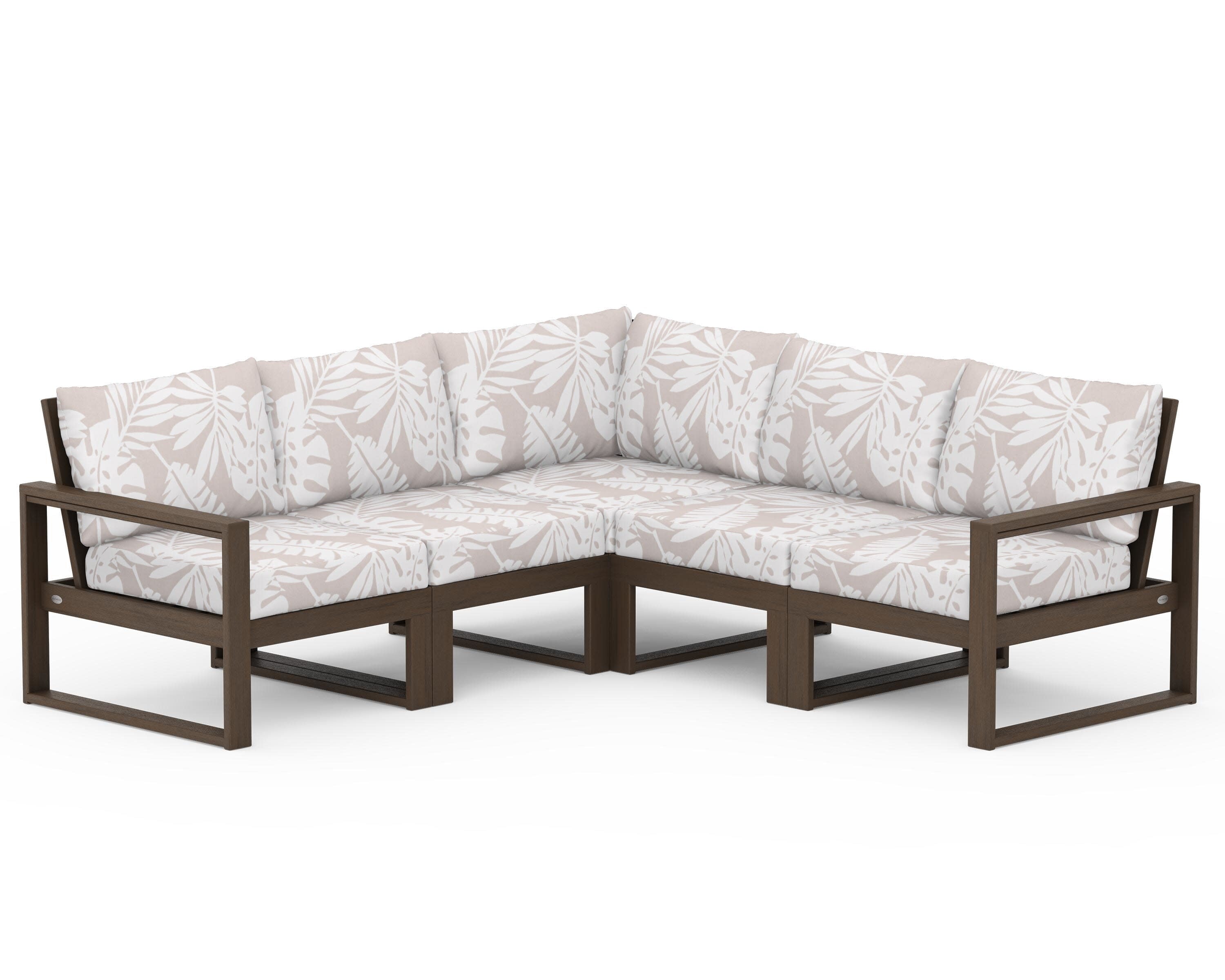 EDGE 5-Piece Modular Deep Seating Set in Kona / Leaf Dune Burlap