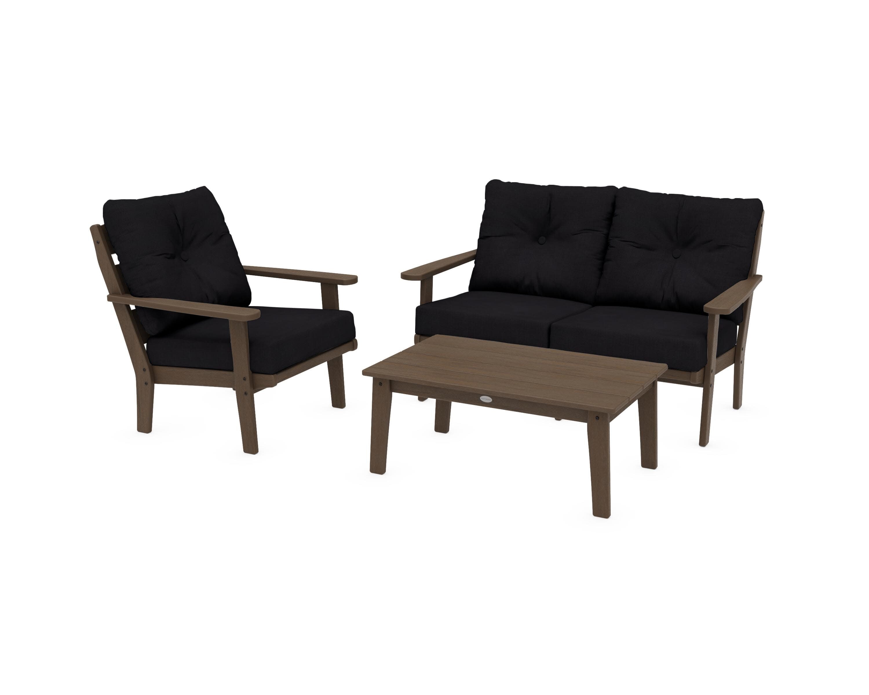 Lakeside 3-Piece Deep Seating Set in Kona / Midnight Linen