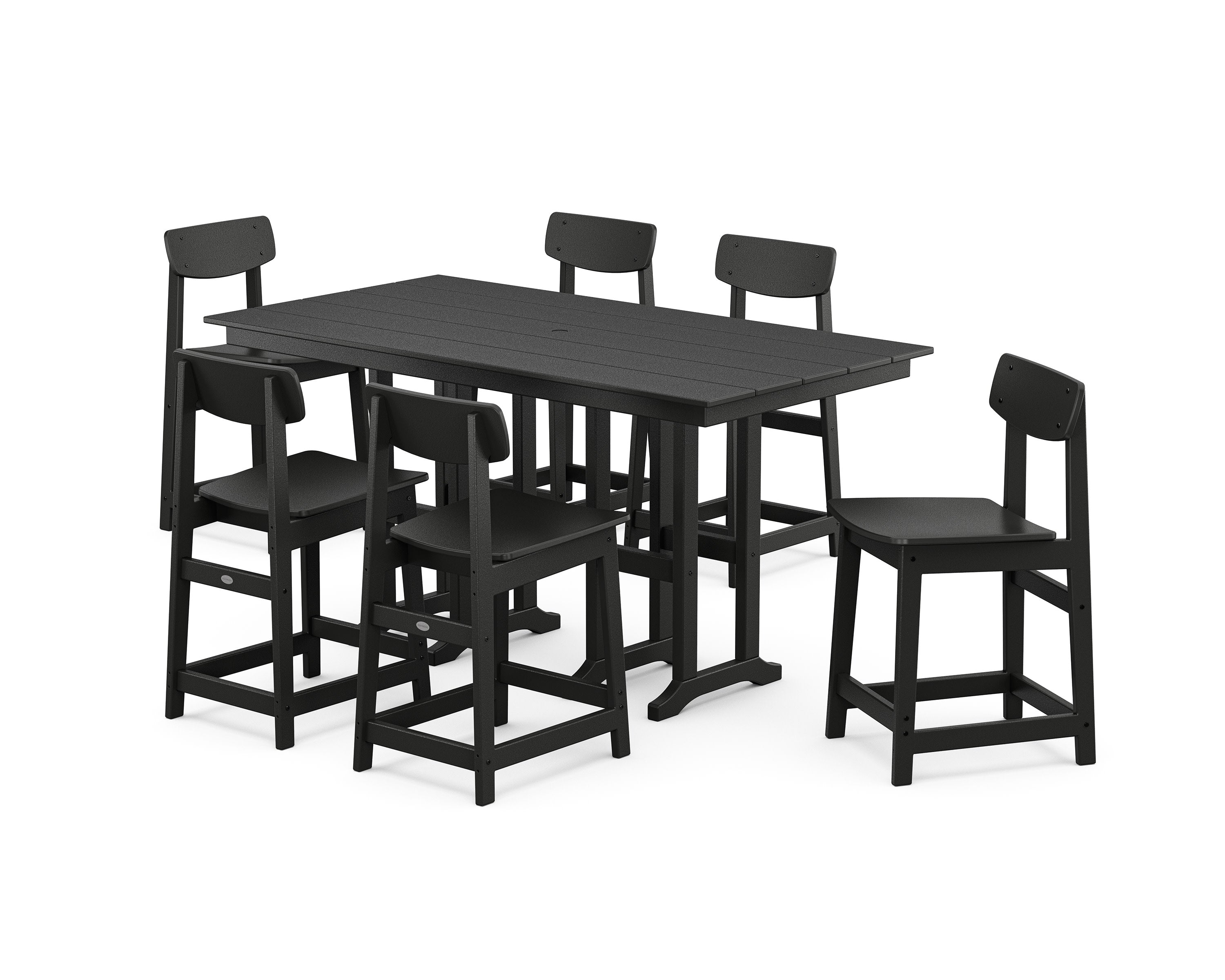 Modern Studio Urban Counter Chair 7-Piece Set in Black