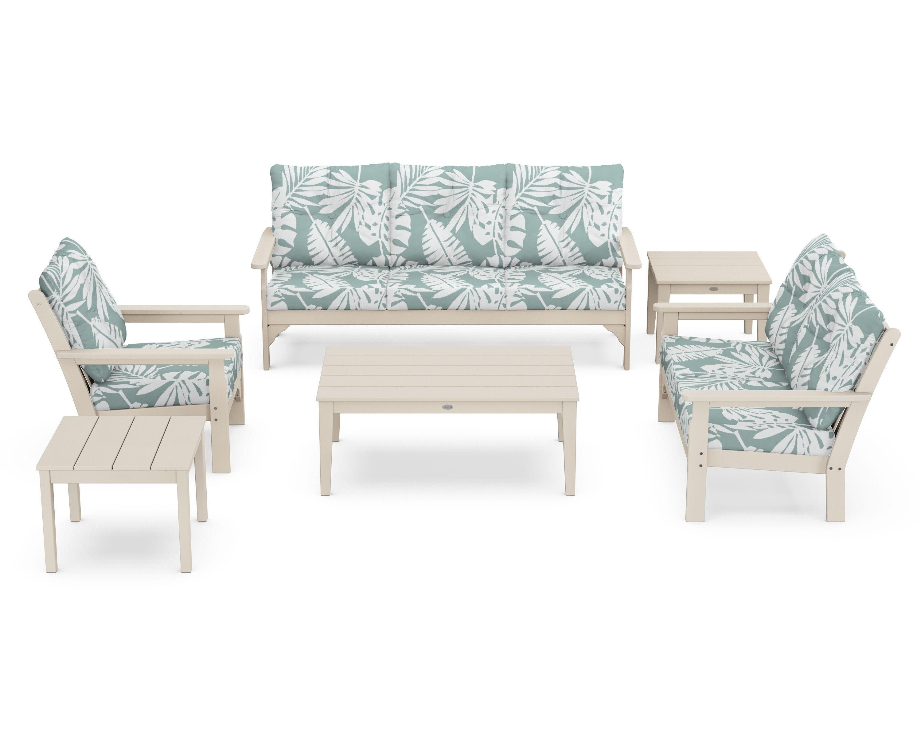 Vineyard 6-Piece Deep Seating Set in Sand / Leaf Glacier Spa