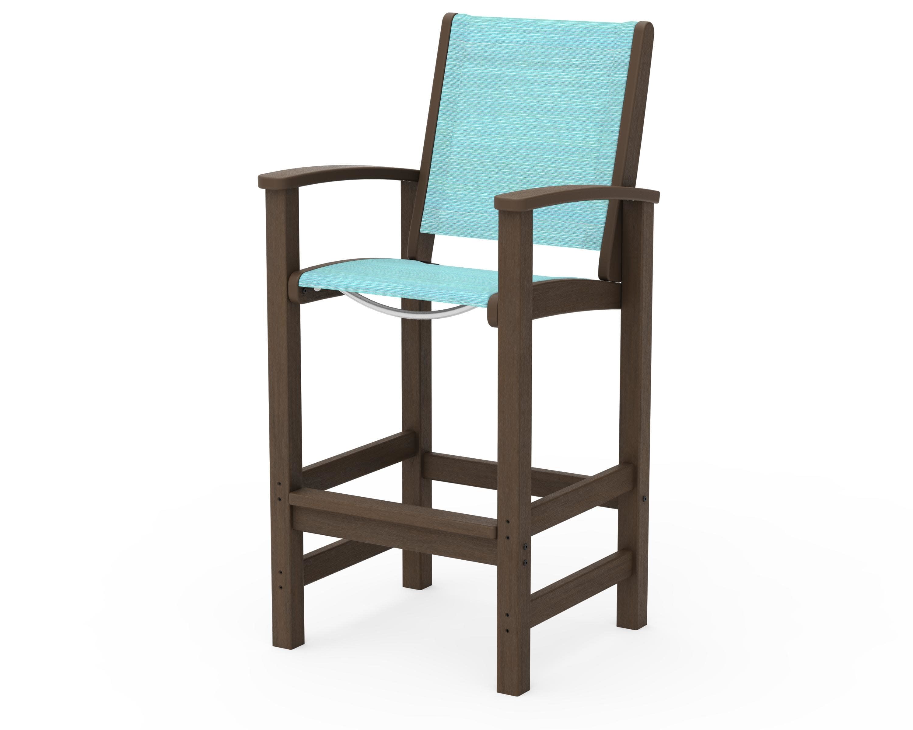 Coastal Bar Chair in Kona / Dupioni Aquamarine Sling