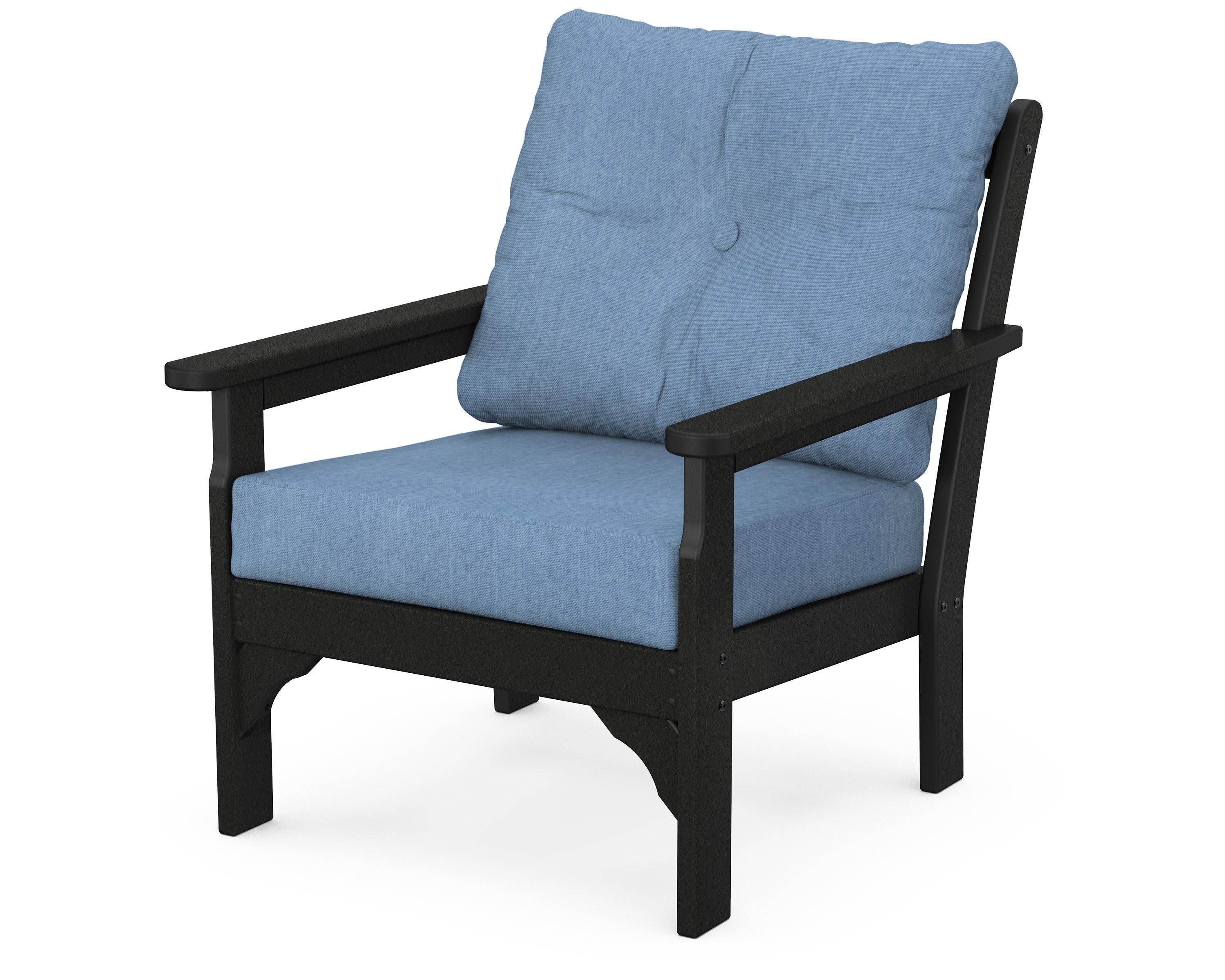 Vineyard Deep Seating Chair in Black / Sky Blue