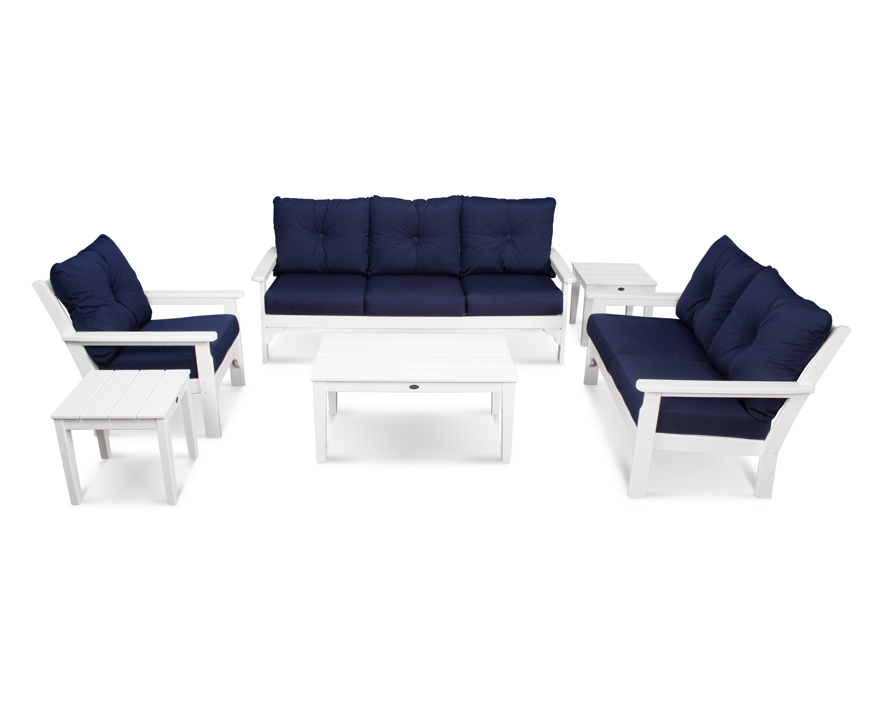 Vineyard 6-Piece Deep Seating Set in White / Navy