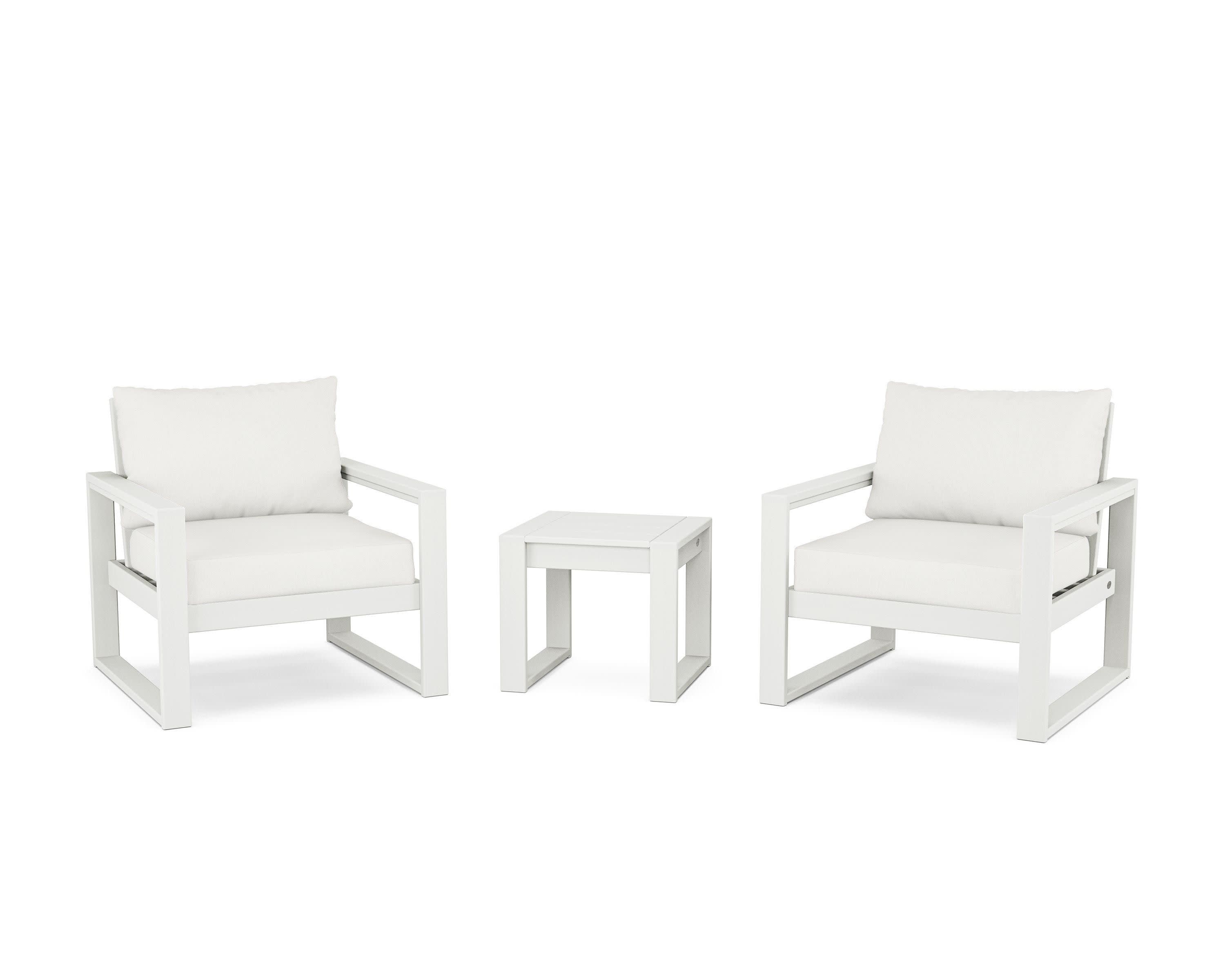 EDGE Sectional 3-Piece Deep Seating Set in Vintage White / Natural Linen