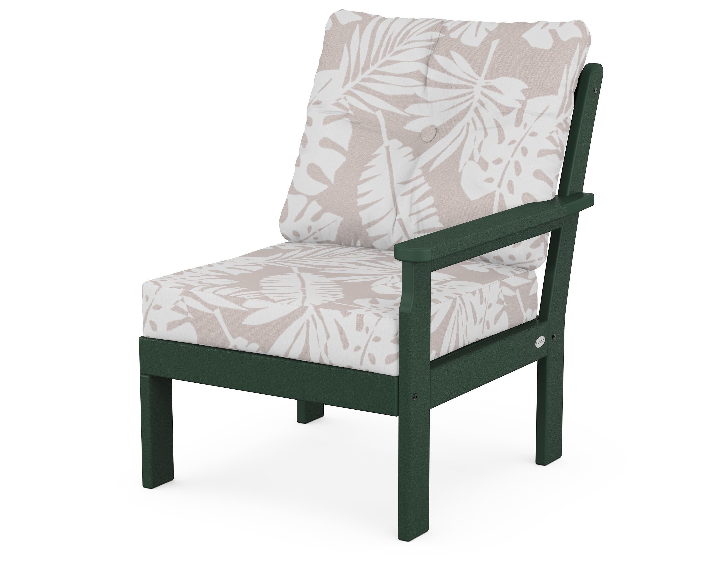 Vineyard Modular Right Arm Chair in Green / Leaf Dune Burlap