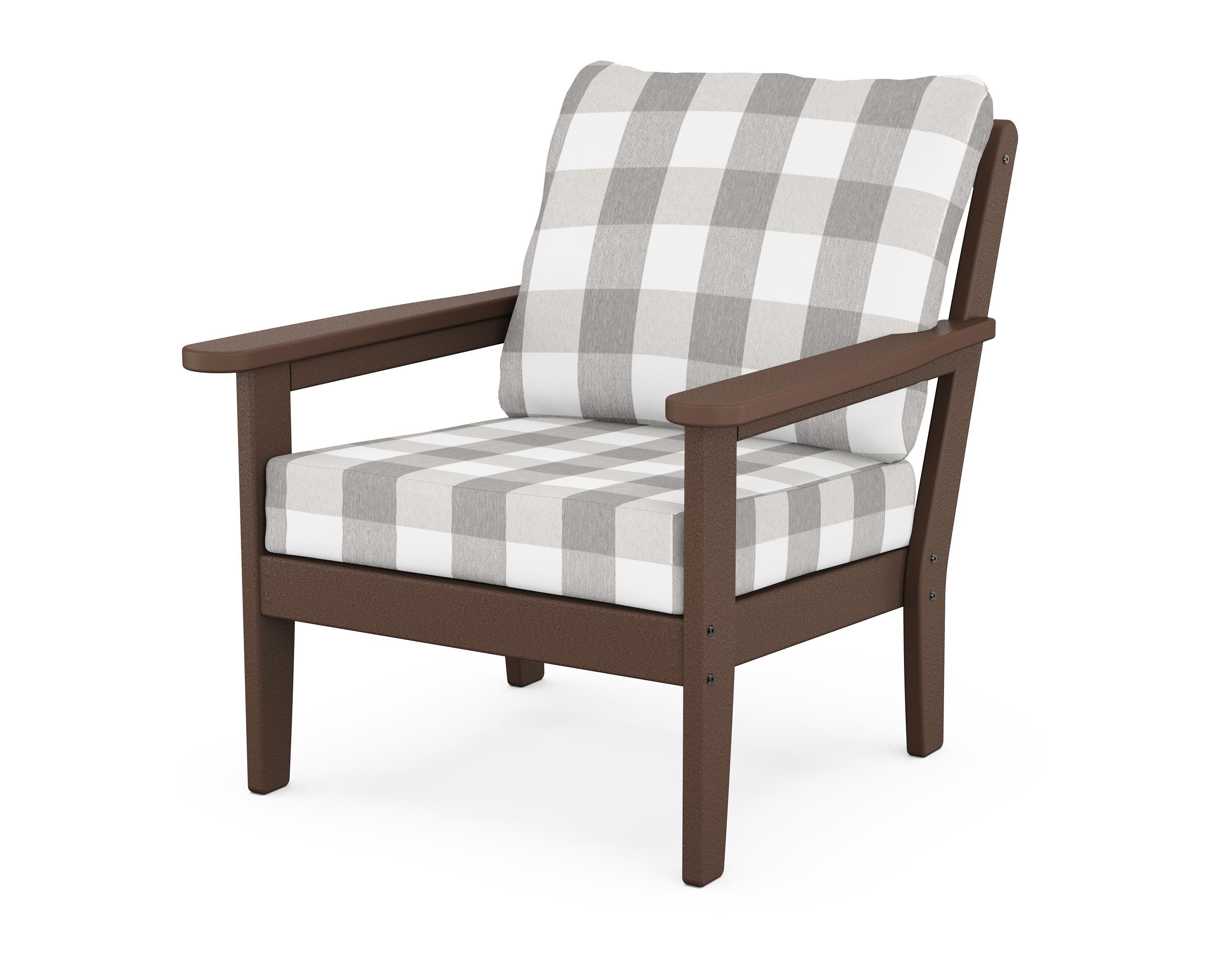 Cottage Deep Seating Chair in Mahogany / Buffalo Plaid Grey Mist