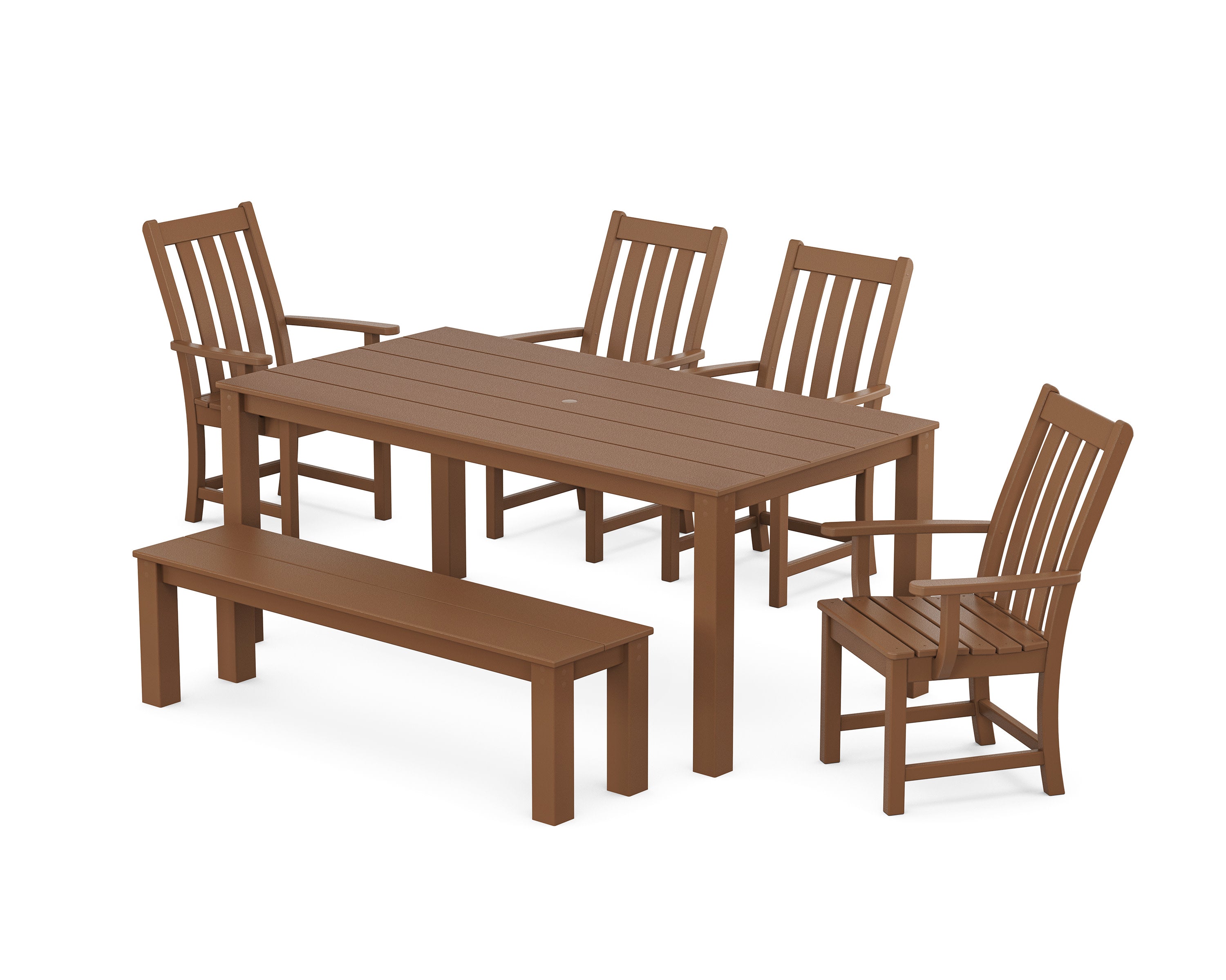 Vineyard 6-Piece Parsons Dining Set with Bench in Teak