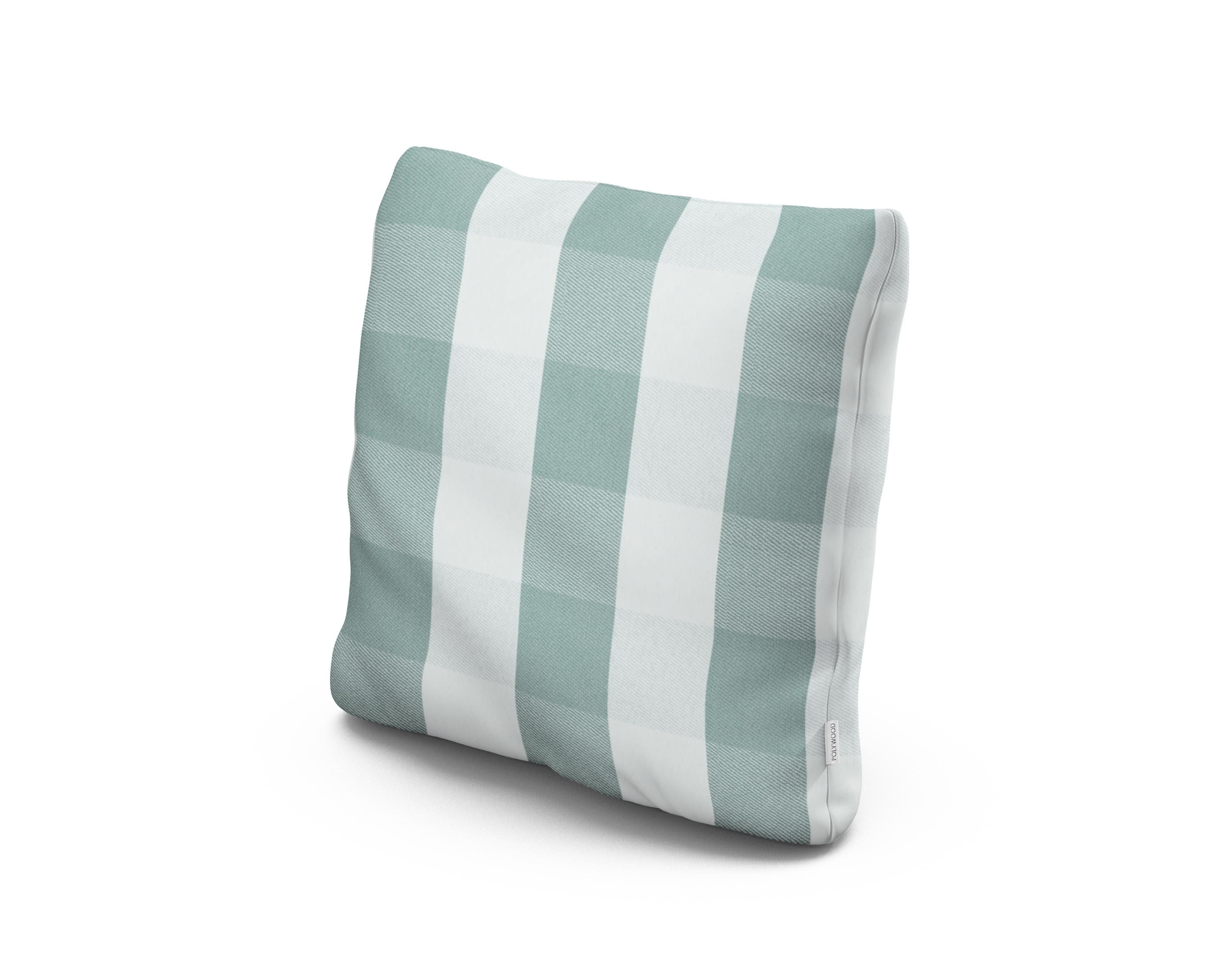 18" Outdoor Throw Pillow in Buffalo Plaid Glacier Spa
