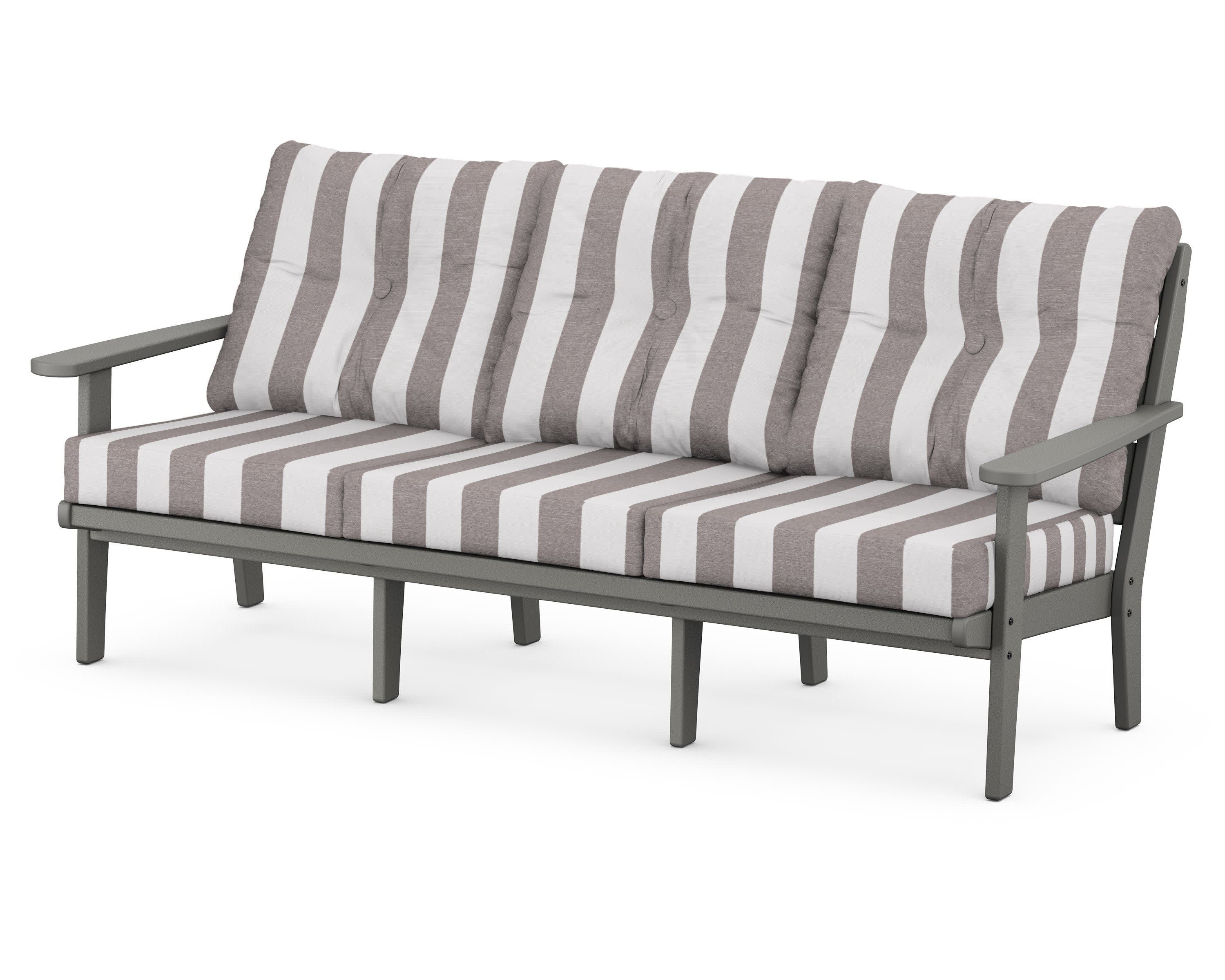 Lakeside Deep Seating Sofa in Slate Grey / Cabana Stripe Grey Mist