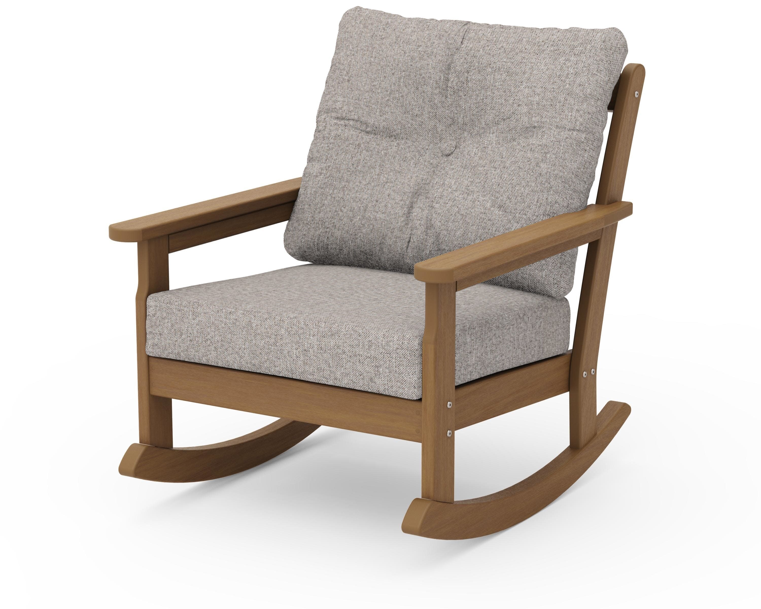 Vineyard Deep Seating Rocking Chair in Natural / Weathered Tweed