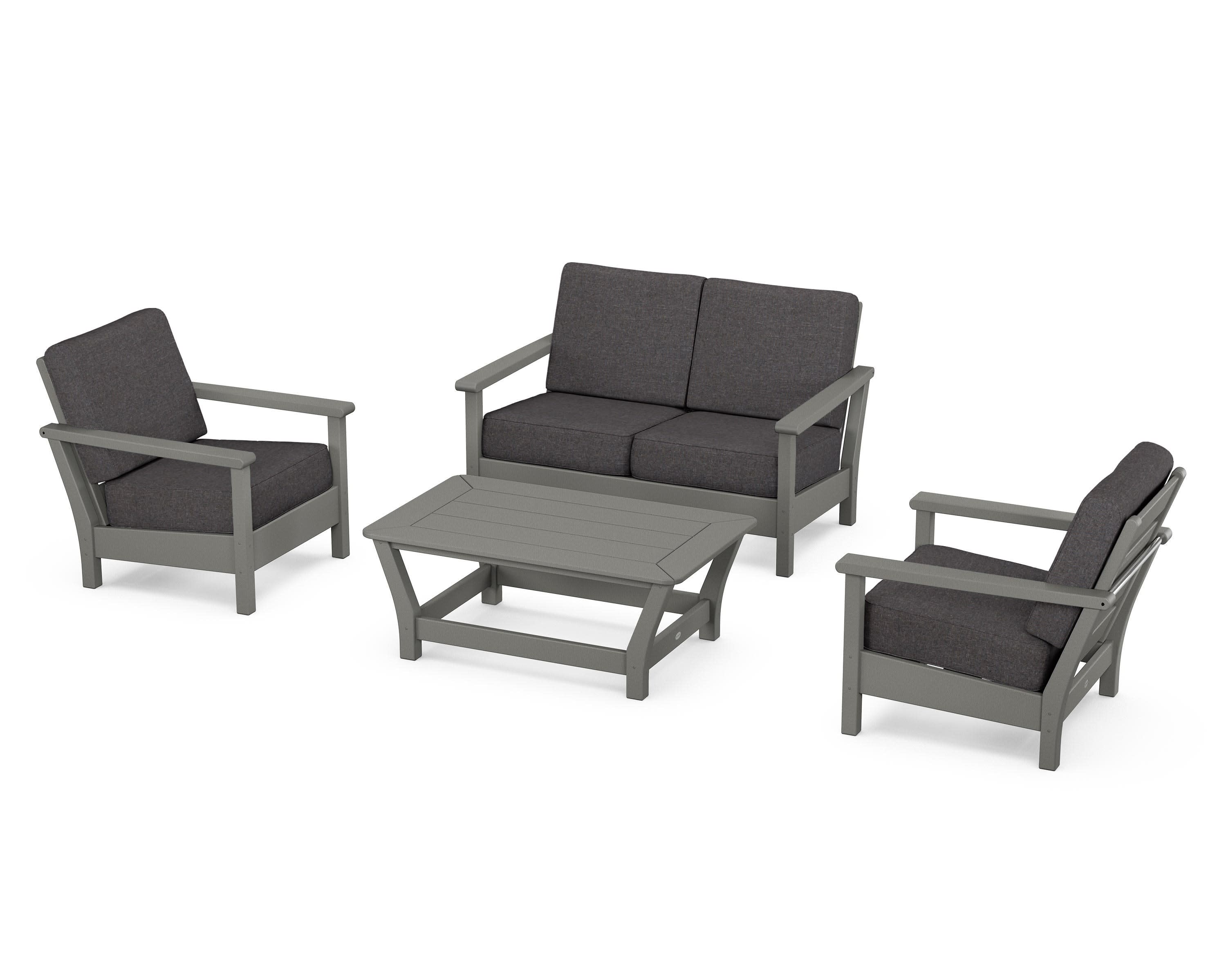 Harbour 4-Piece Deep Seating Set in Slate Grey / Ash Charcoal