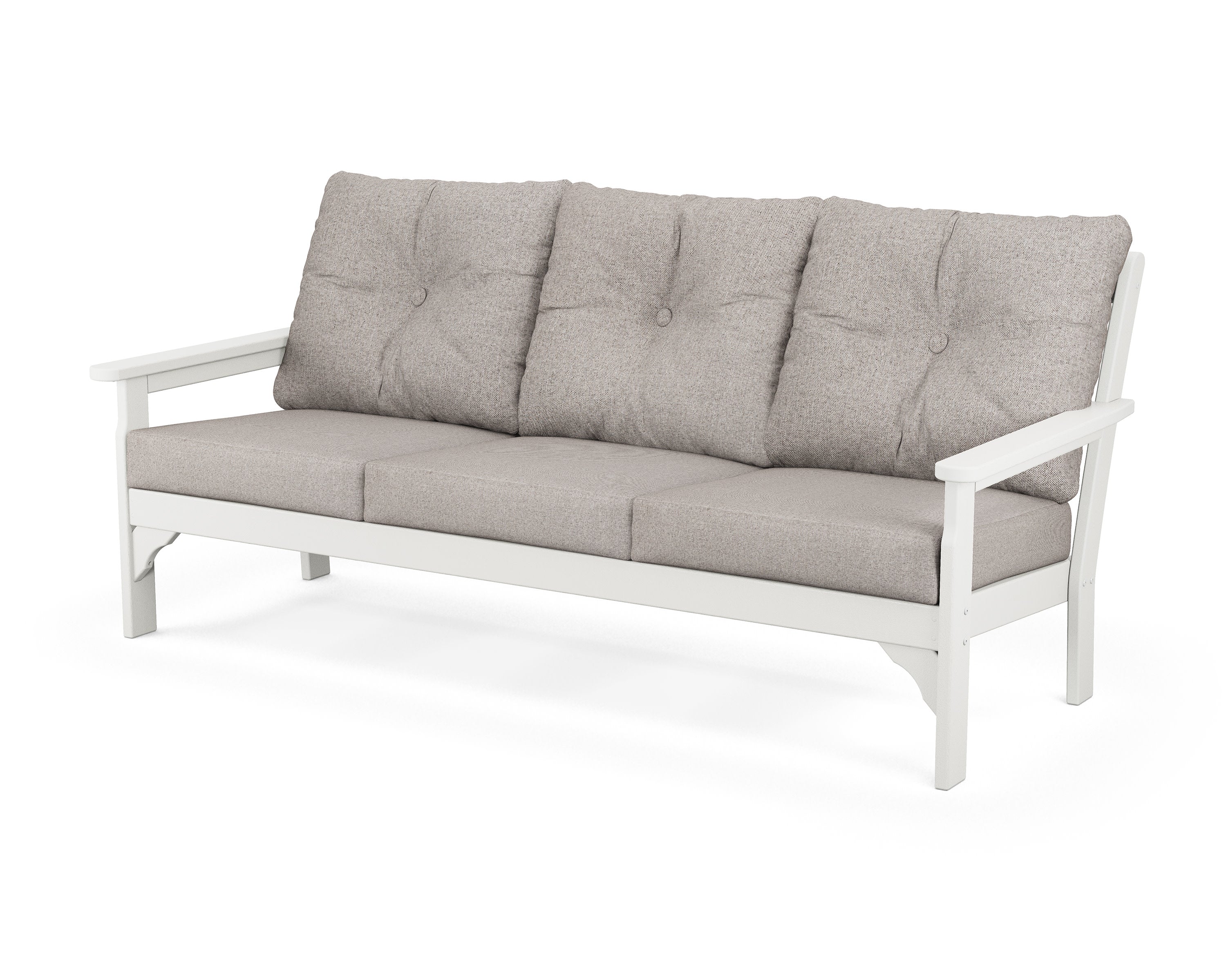 Vineyard Deep Seating Sofa in Vintage White / Weathered Tweed