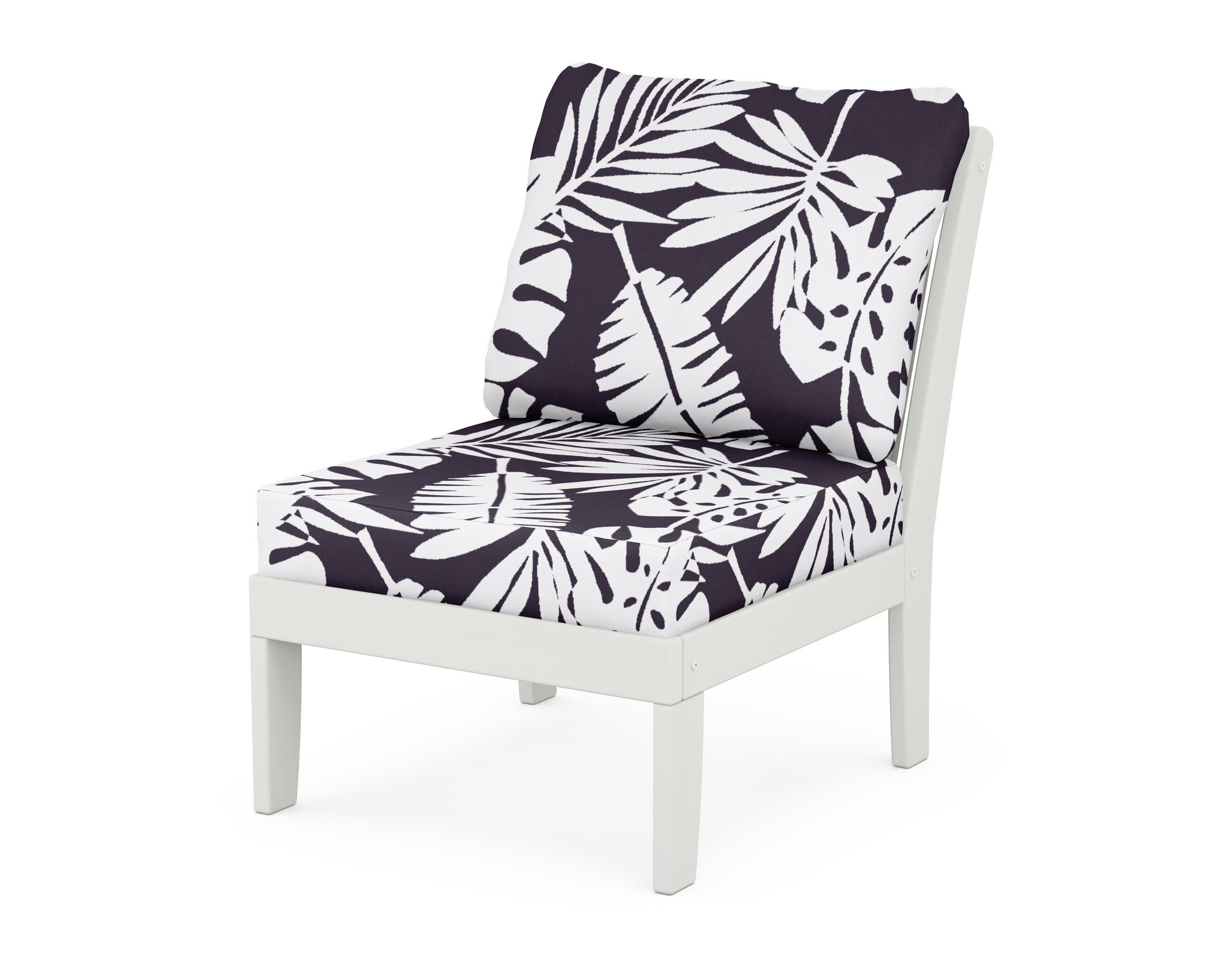 Braxton Modular Armless Chair in Vintage White / Leaf Navy