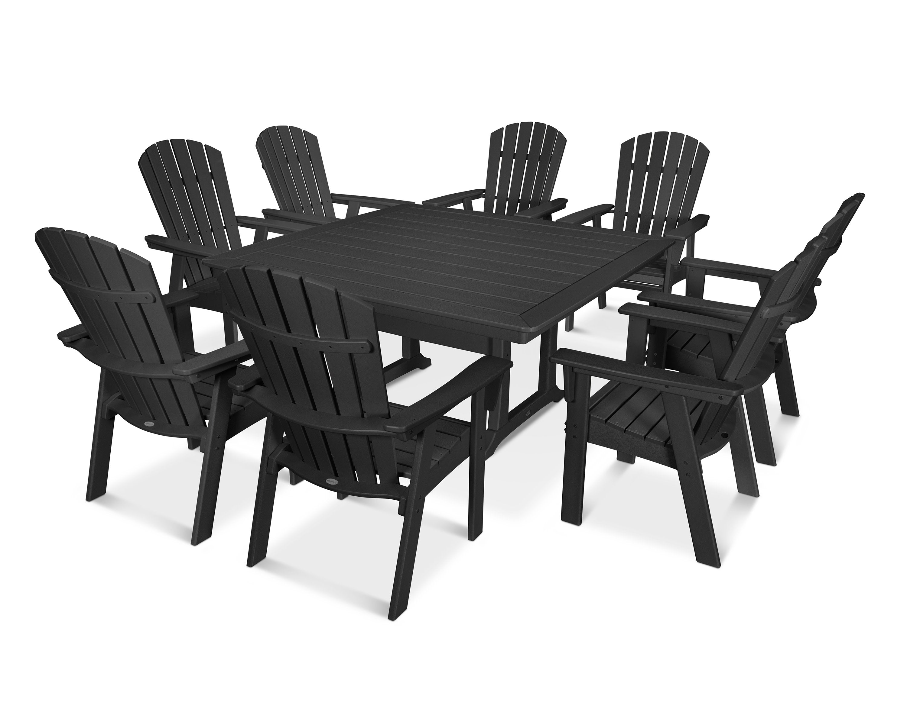 Nautical Adirondack 9-Piece Trestle Dining Set in Black
