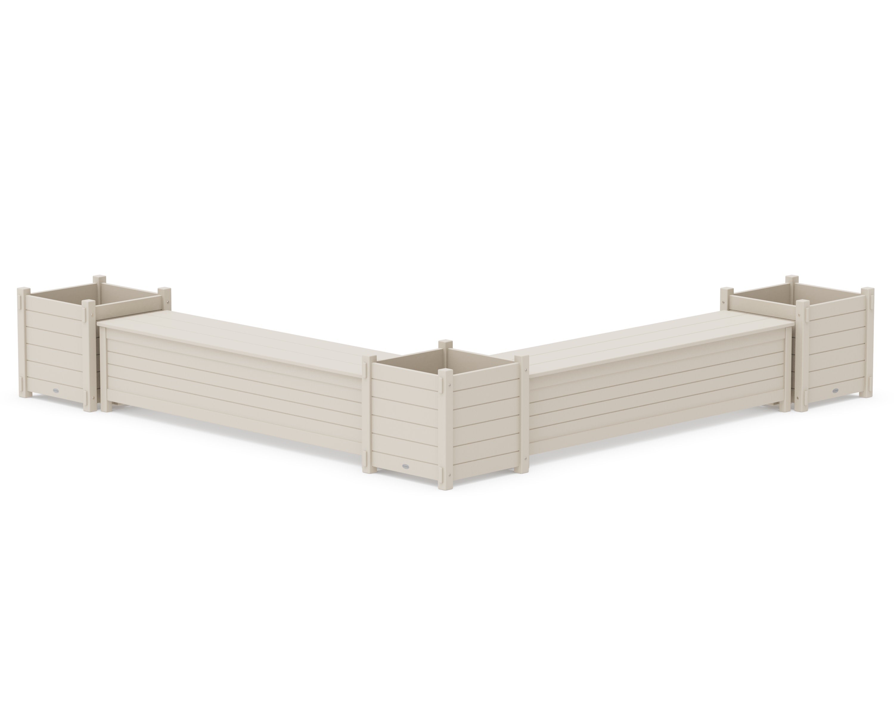 72" Nautical L- Shaped Planter Storage Bench Corner Set- Large in Sand