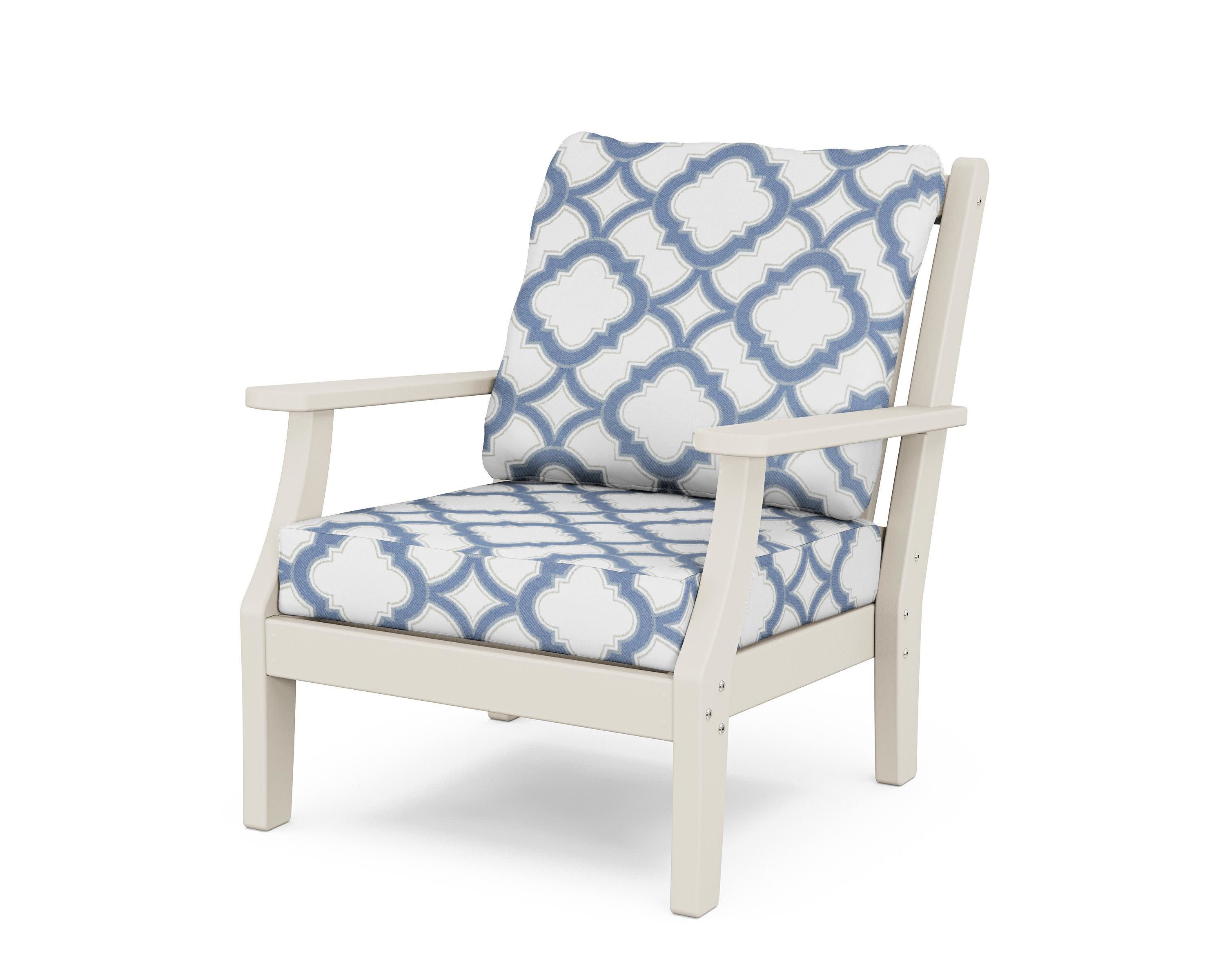 Wovendale Deep Seating Chair in Sand / Trellis Sky Blue