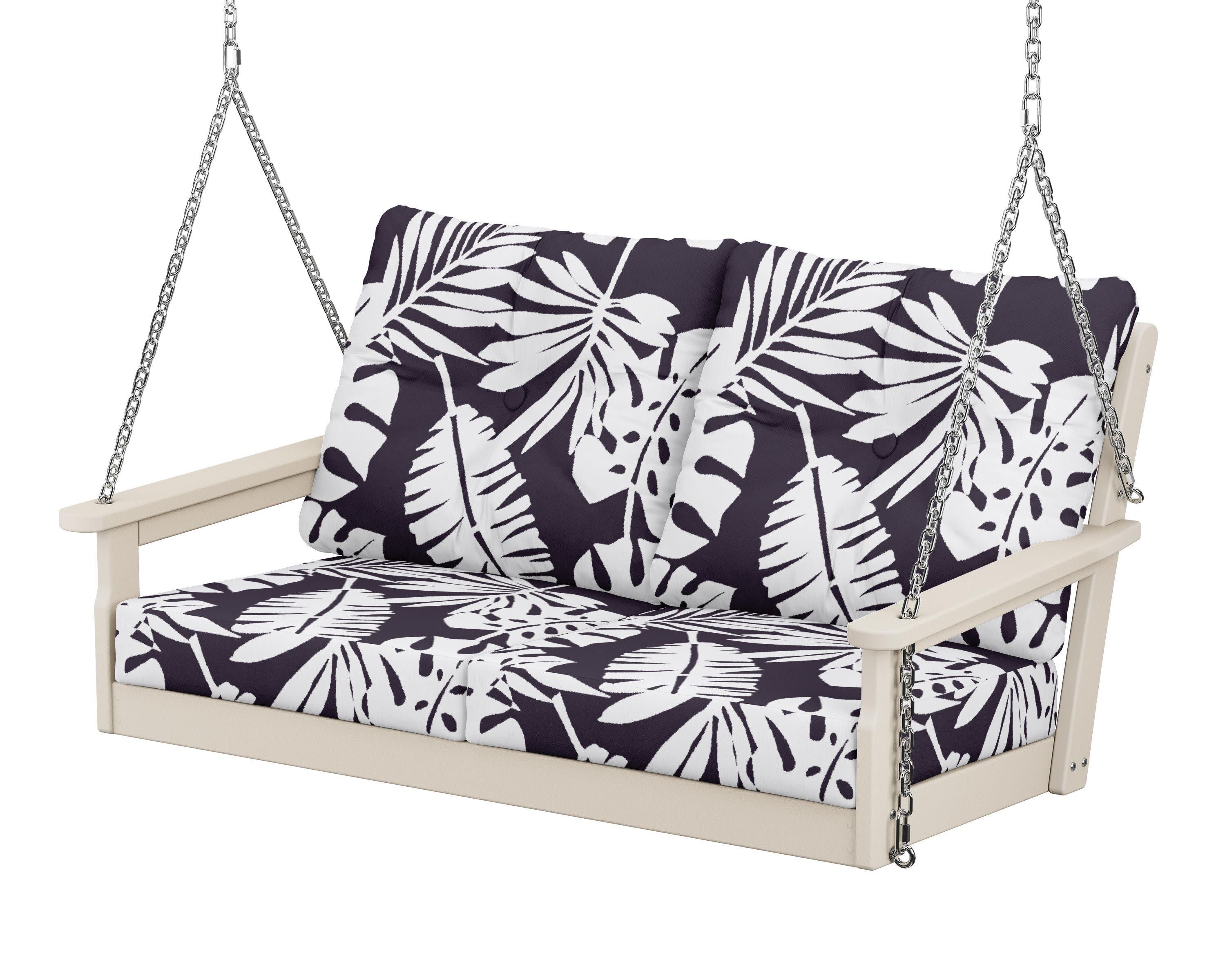Vineyard Deep Seating Swing in Sand / Leaf Navy