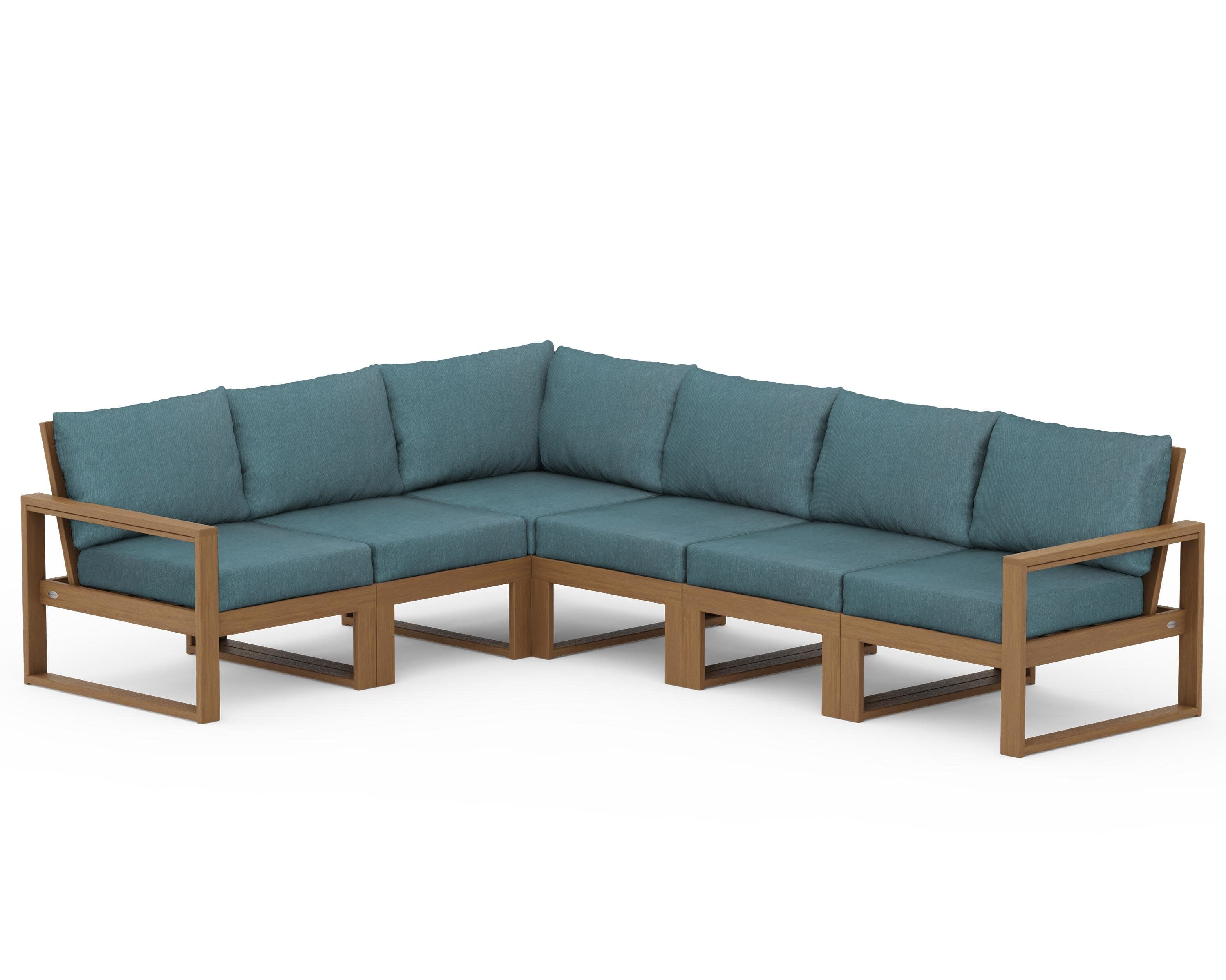 EDGE 6-Piece Modular Deep Seating Set in Natural / Ocean Teal