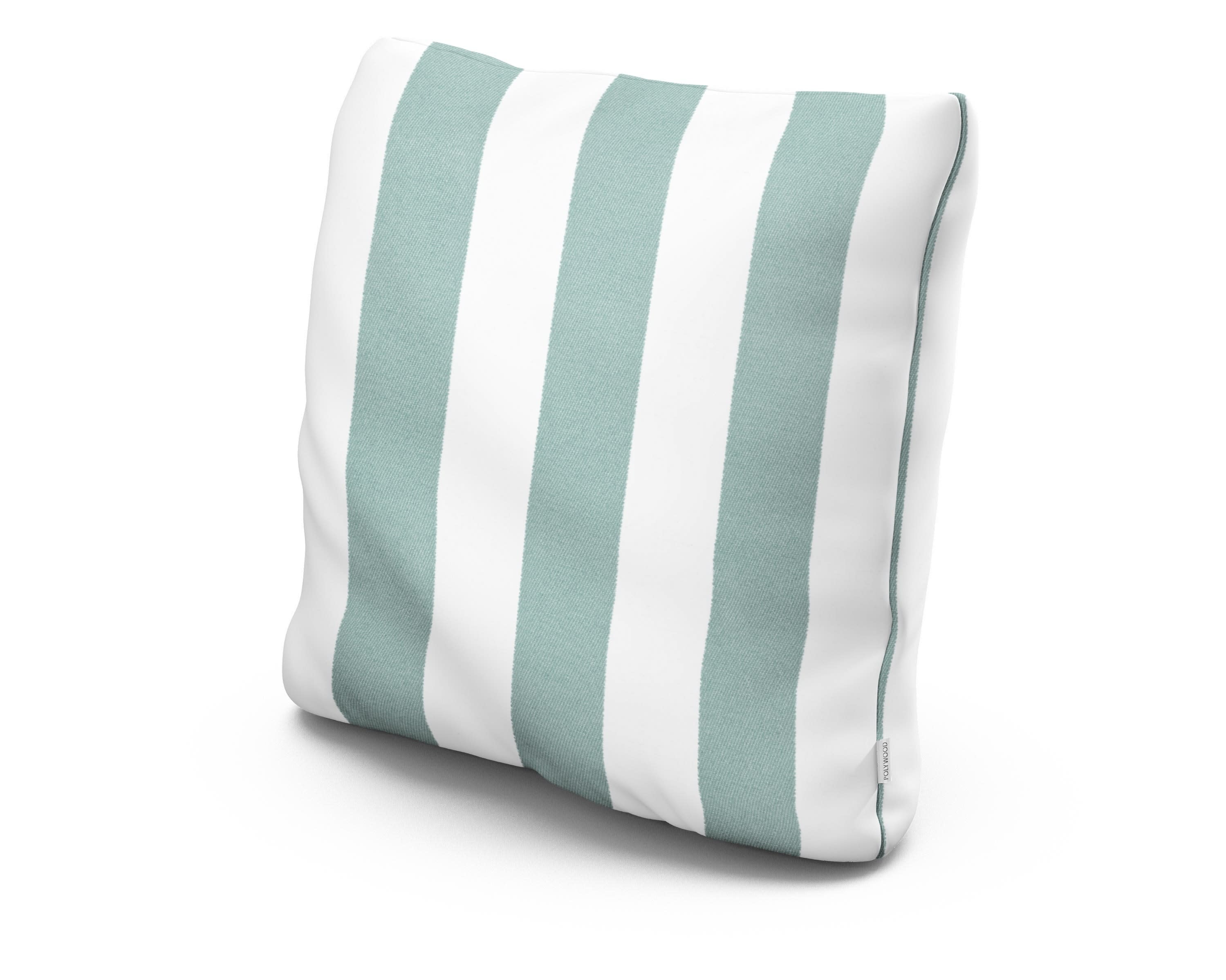 20" Outdoor Throw Pillow in Cabana Stripe Glacier Spa