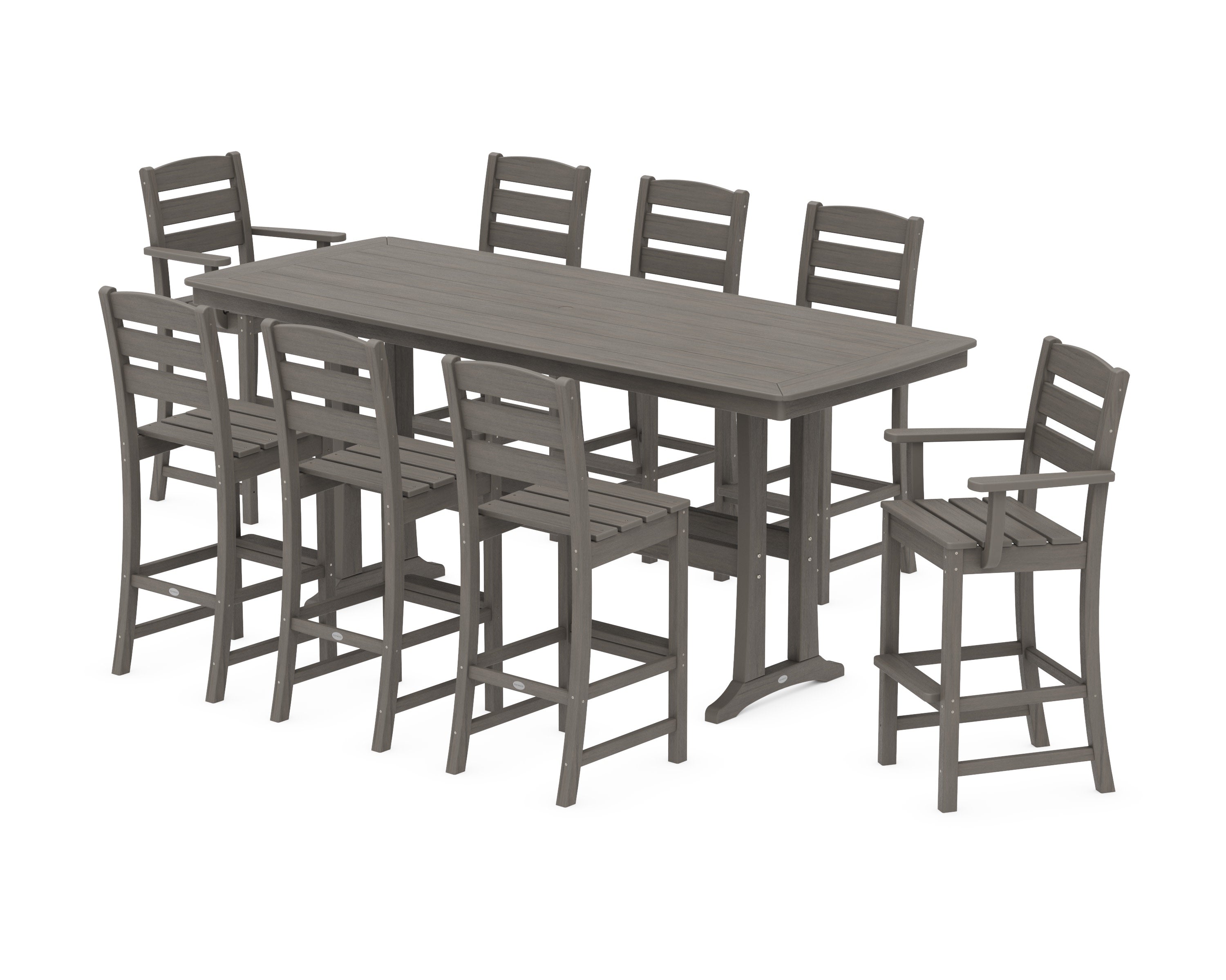 Lakeside 9-Piece Bar Set with Trestle Legs in Driftwood