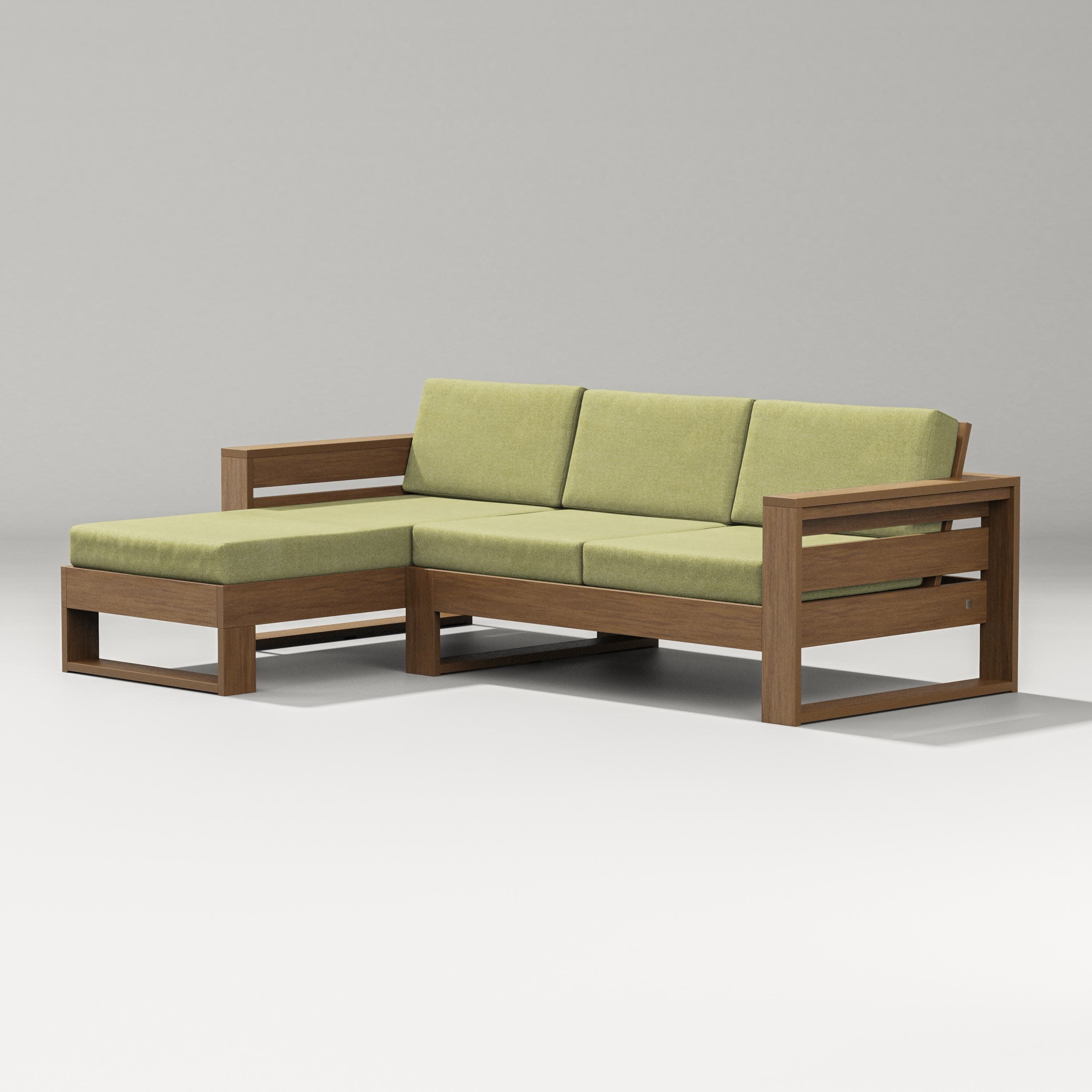 Latitude Left Chaise Sectional in Natural / Chartreuse Boucle