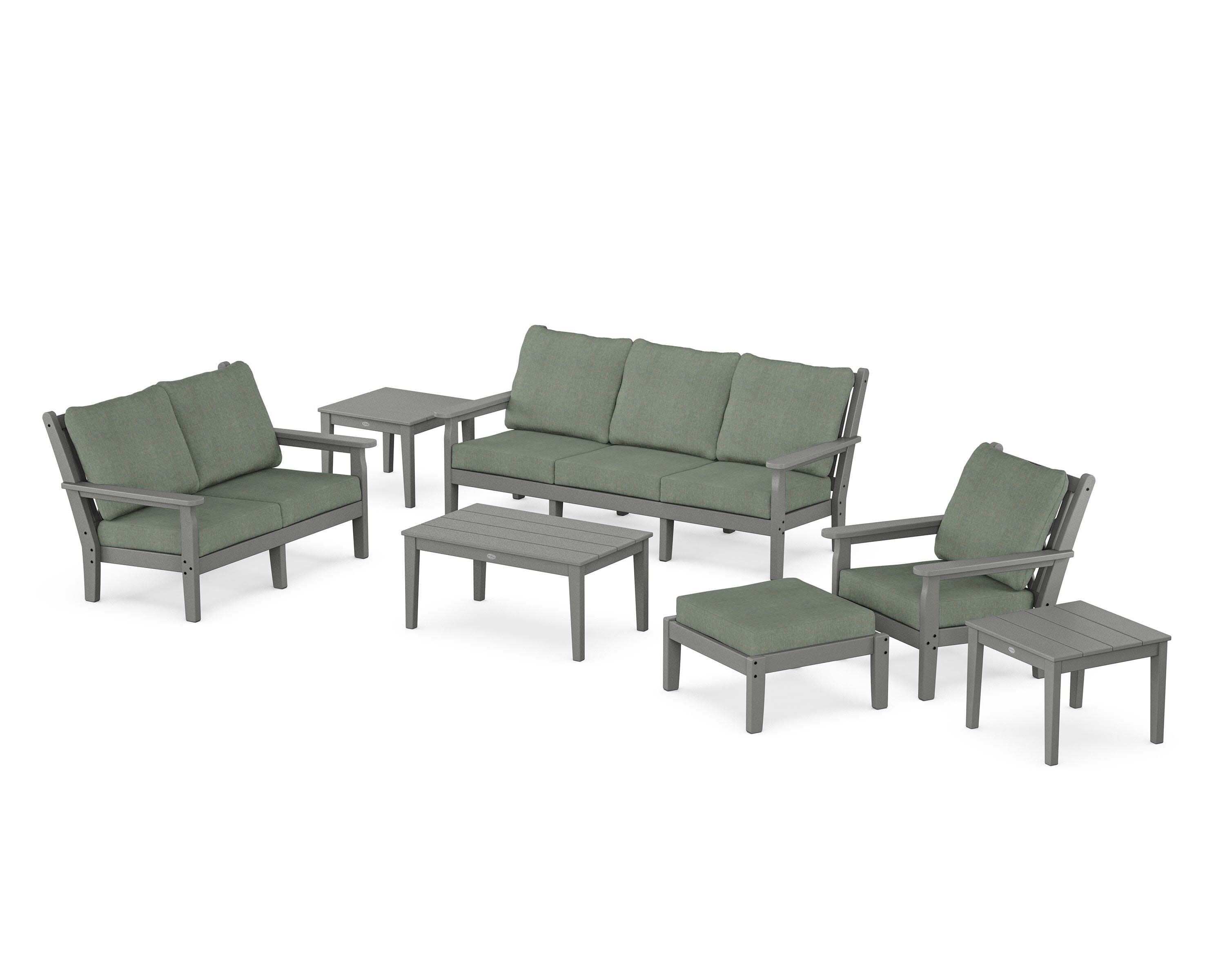 Chippendale 7-Piece Deep Seating Set in Slate Grey / Cast Sage