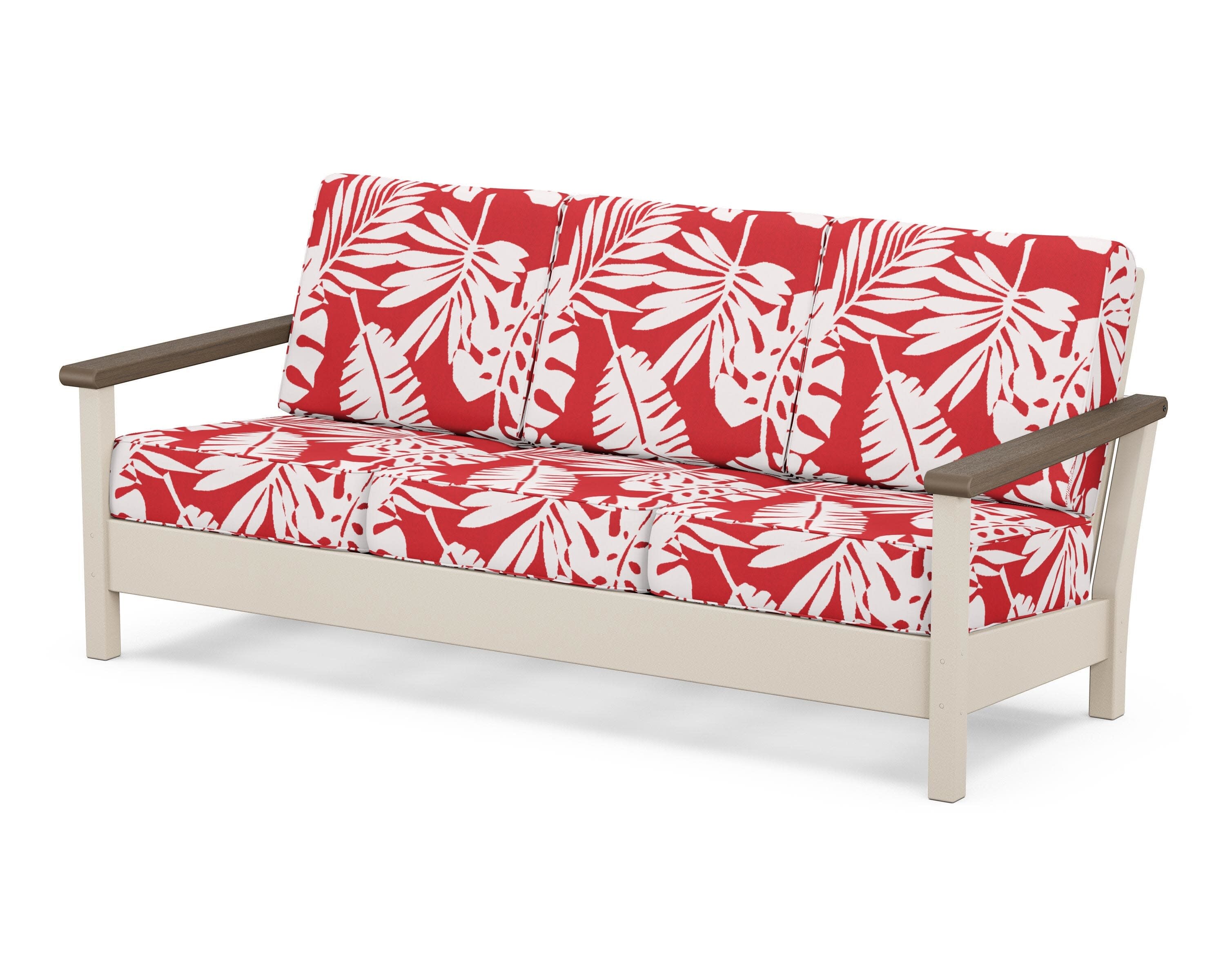 Harbour Deep Seating Sofa in Sand / Kona / Leaf Crimson