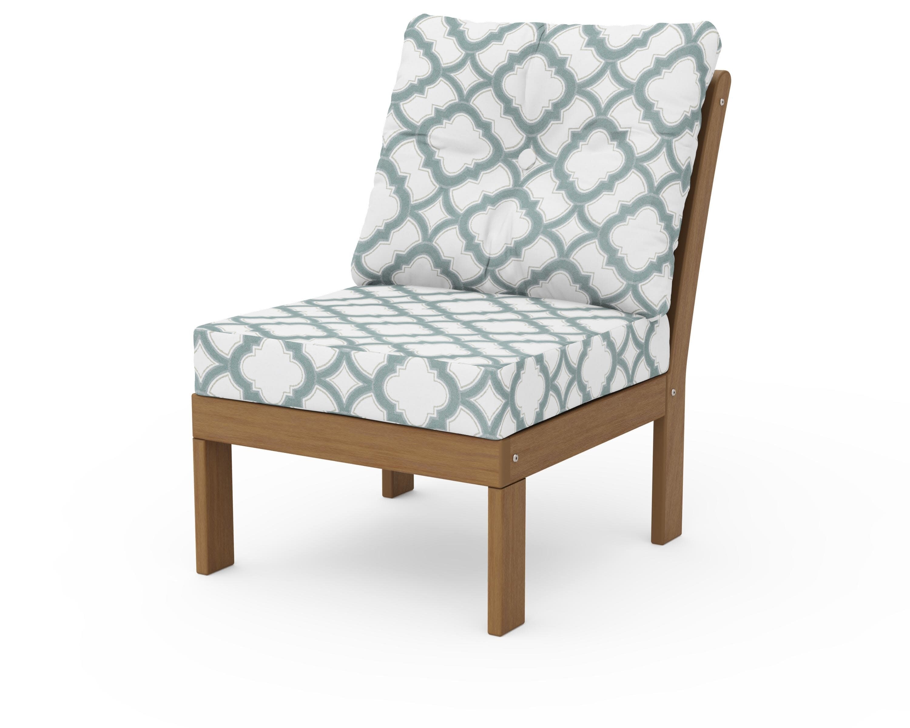 Vineyard Modular Armless Chair in Natural / Trellis Glacier Spa