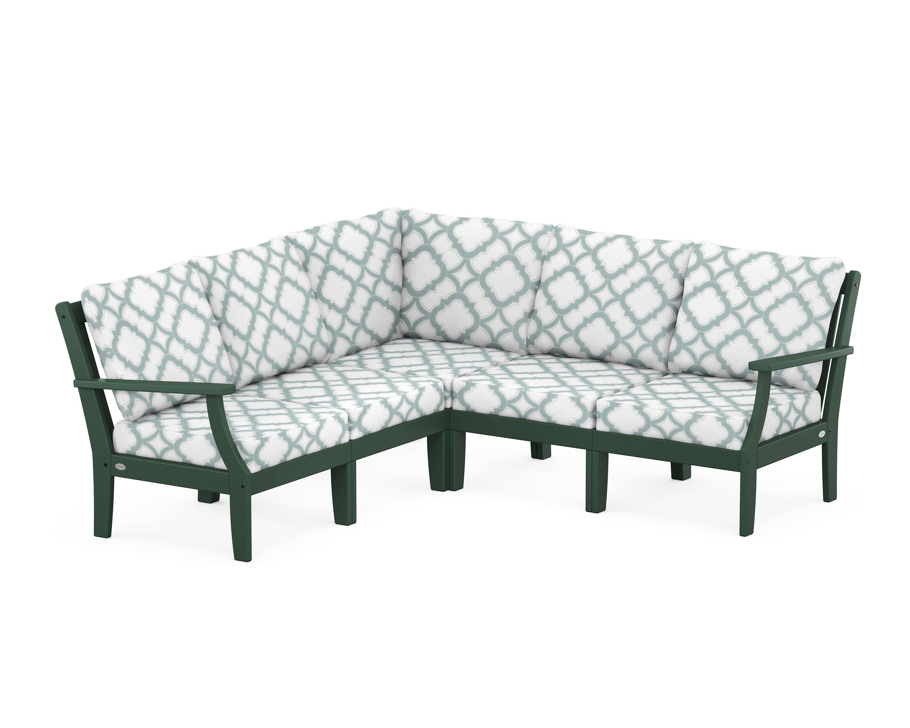 Braxton Modular 5-Piece Deep Seating Set in Green / Trellis Glacier Spa