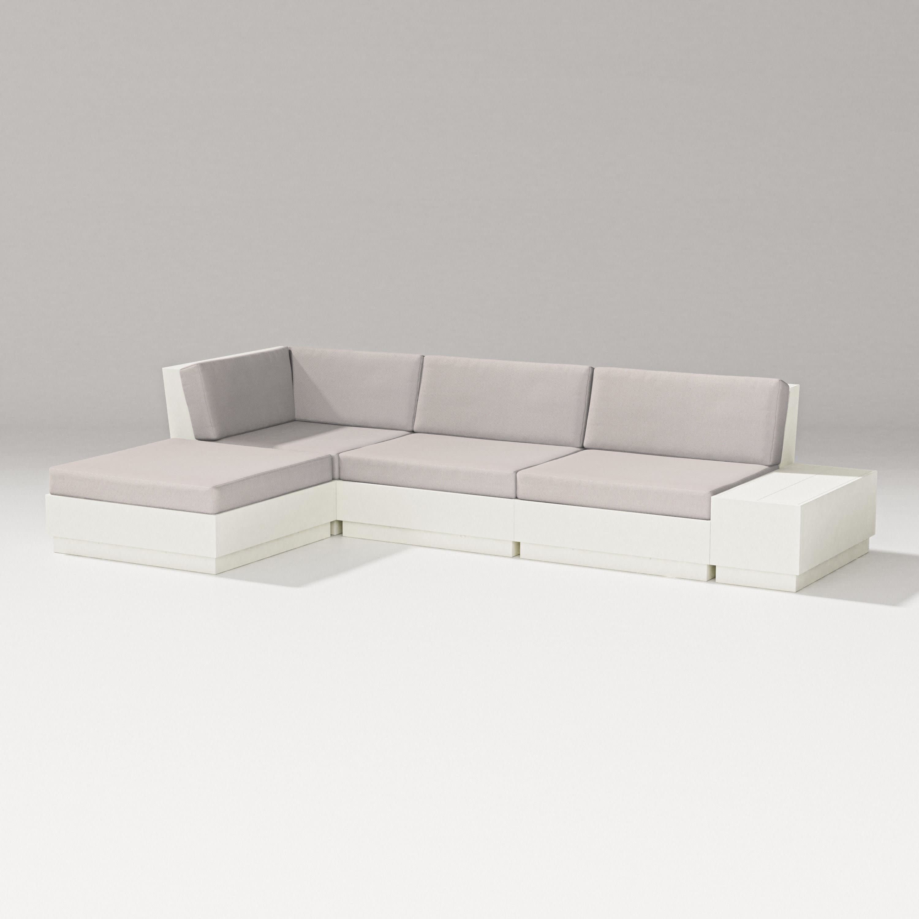 Elevate Chaise Sectional in Vintage White / Dune Burlap