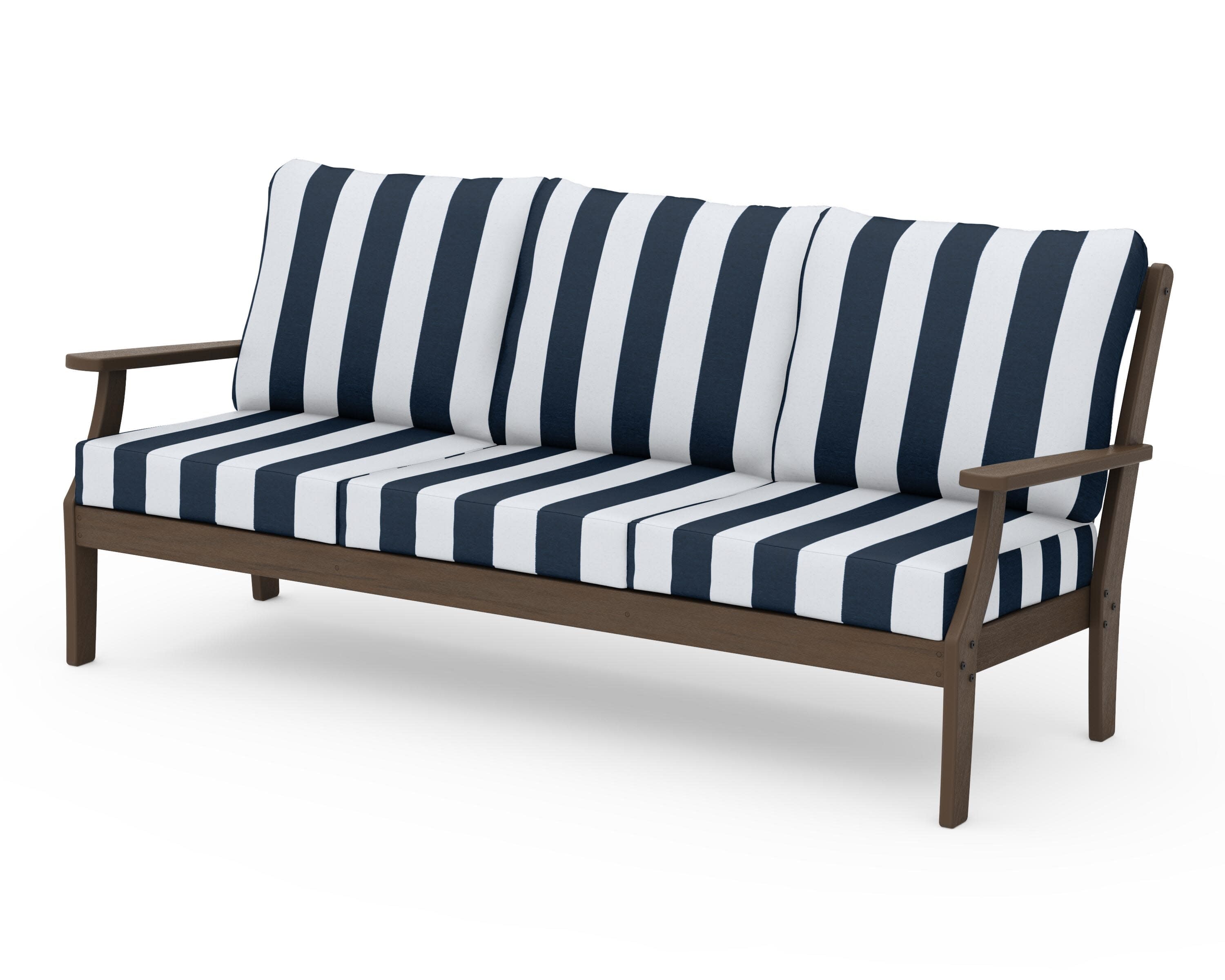 Braxton Deep Seating Sofa in Kona / Cabana Stripe Marine Indigo