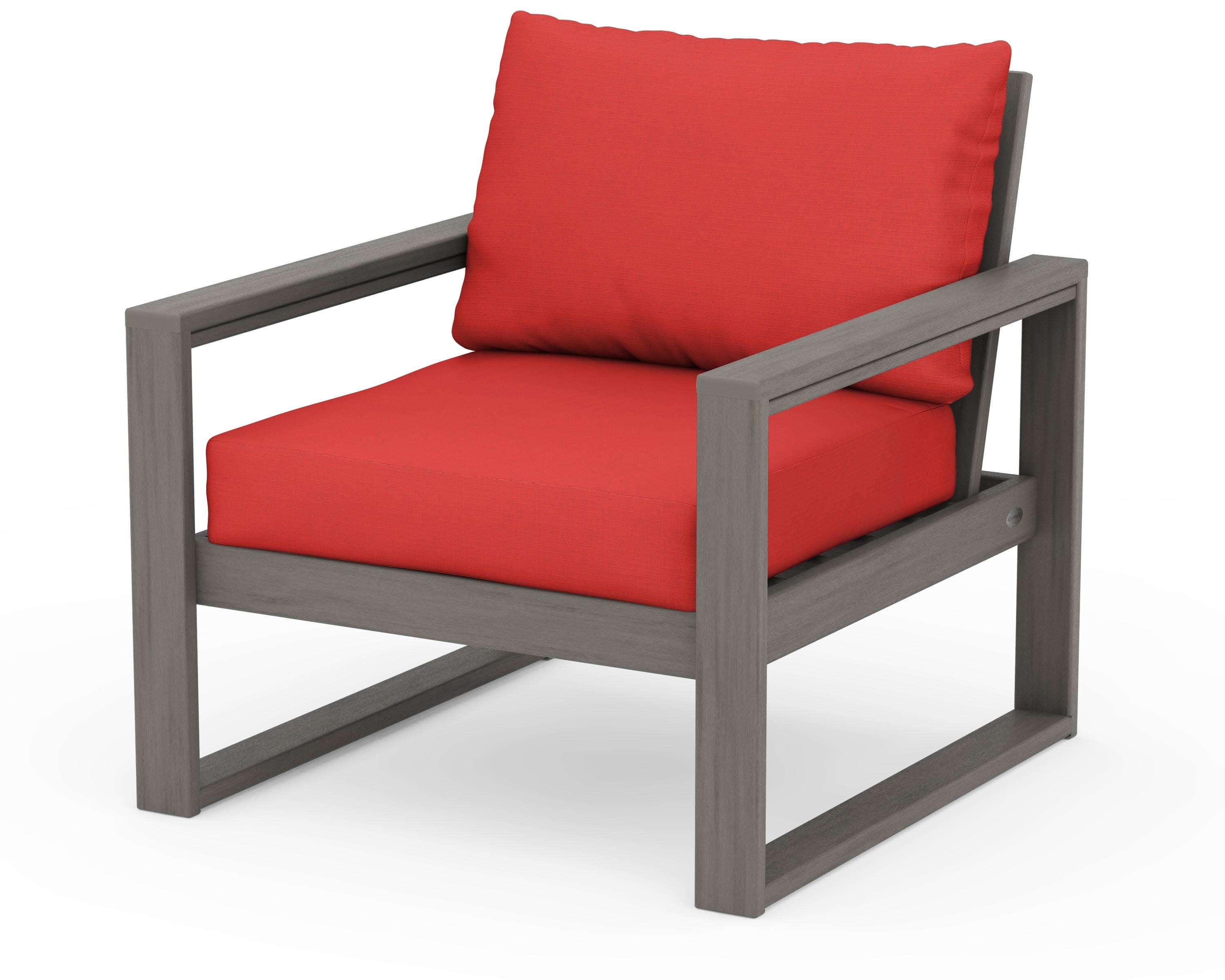 EDGE Club Chair in Driftwood / Crimson Linen