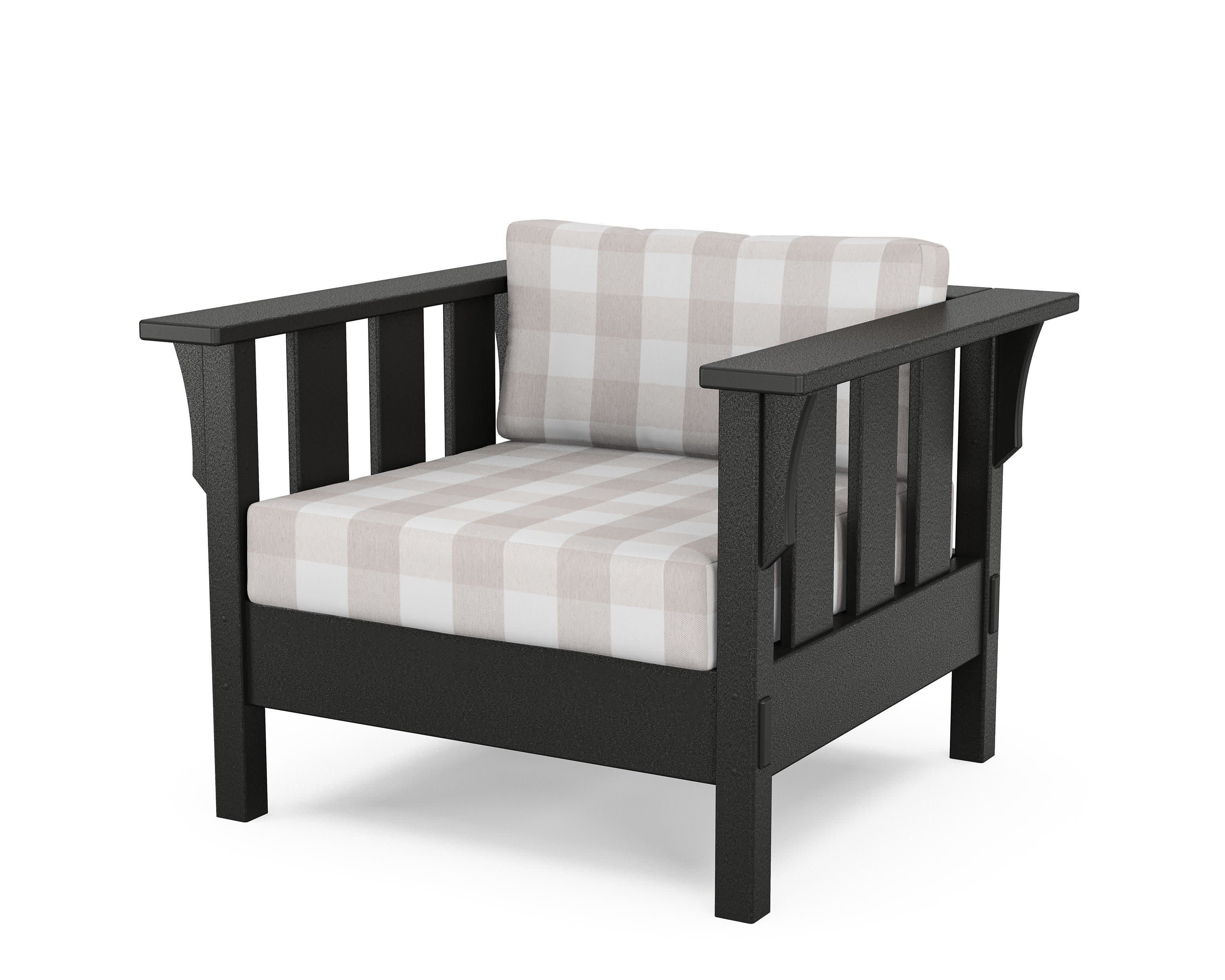 Acadia Deep Seating Chair in Black / Buffalo Plaid Dune Burlap