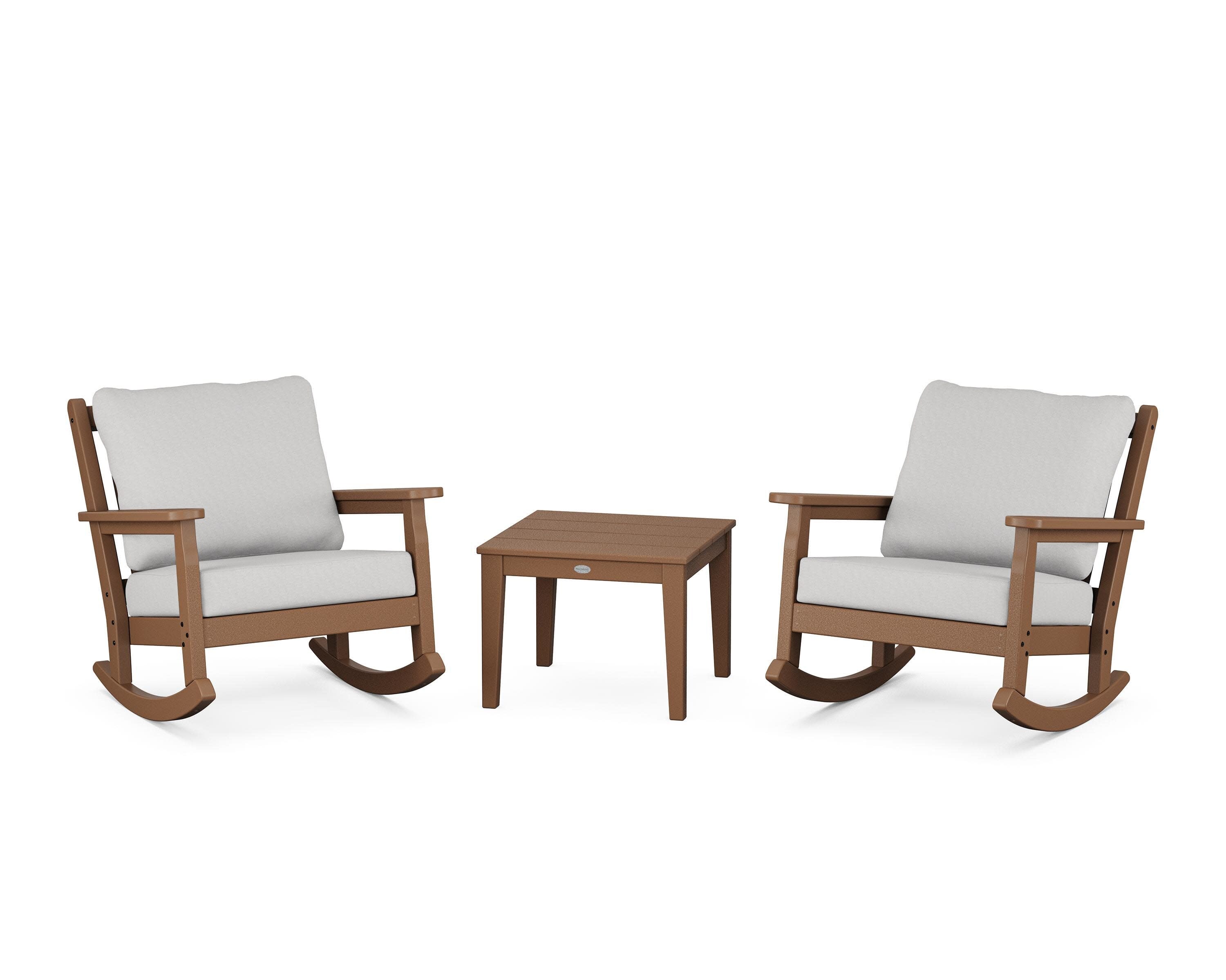 Chippendale 3-Piece Deep Seating Rocker Set in Teak / Diamond in the Rough
