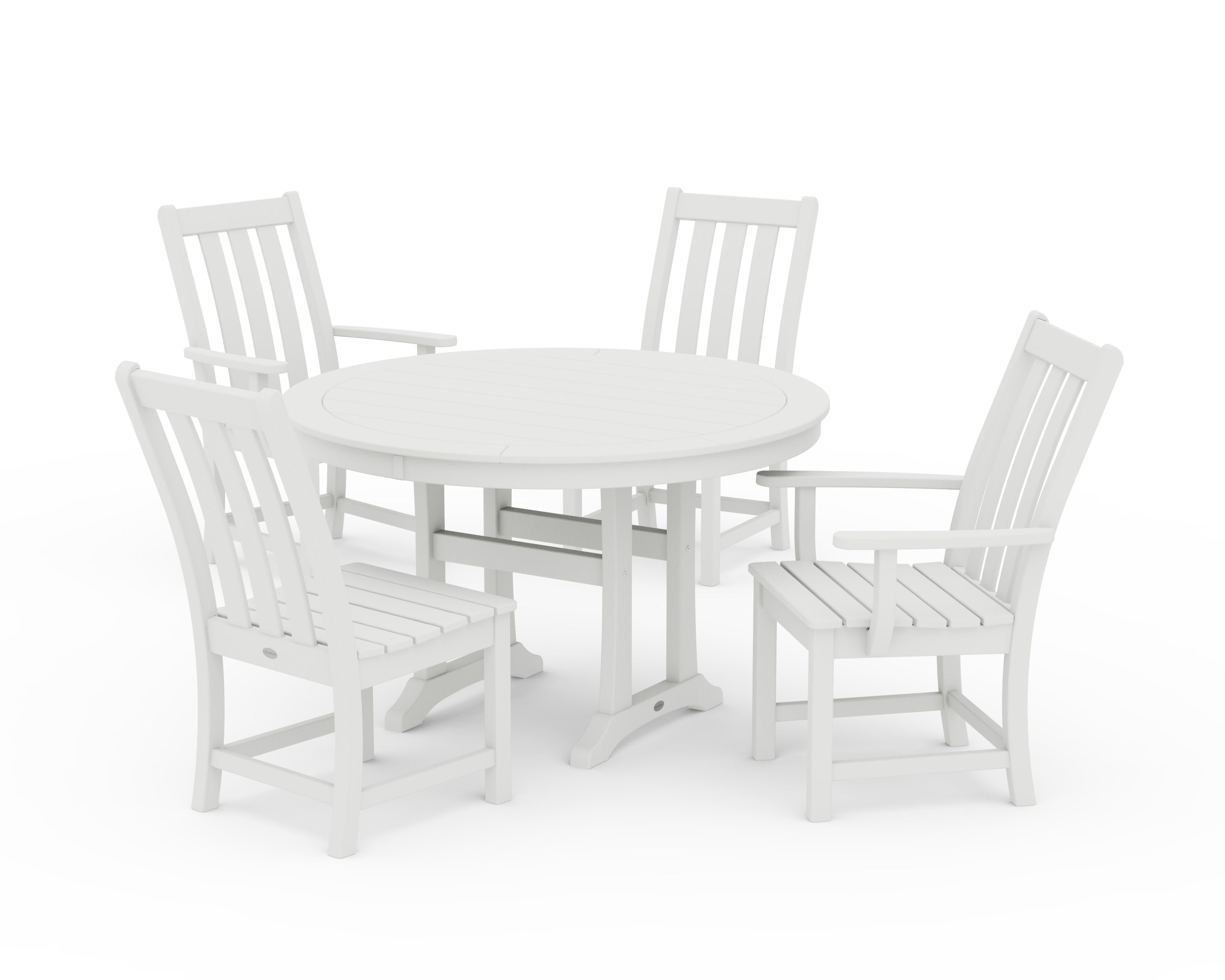 Vineyard 5-Piece Nautical Trestle Dining Set in Vintage White