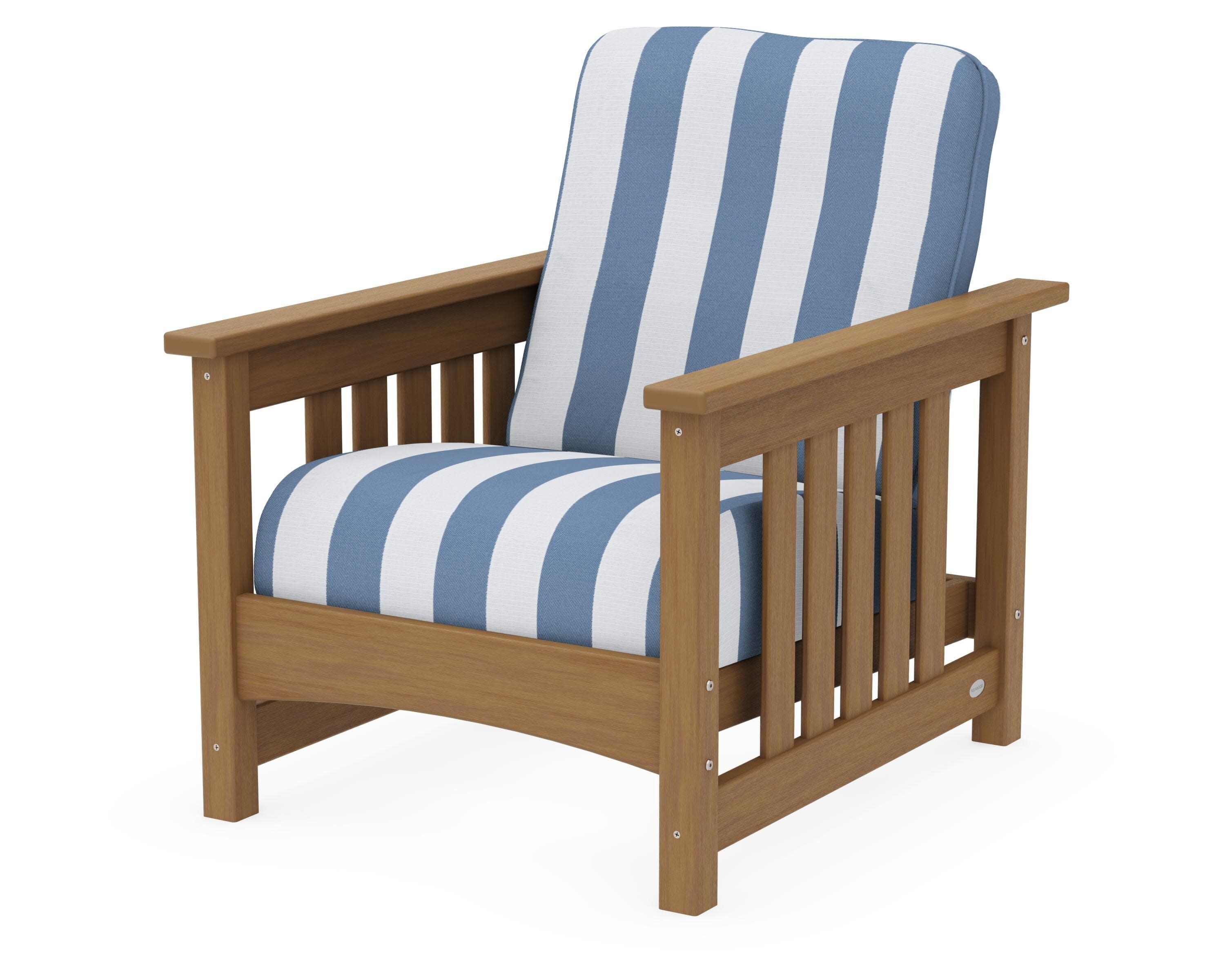 Club Mission Chair in Natural / Cabana Stripe Sky Blue