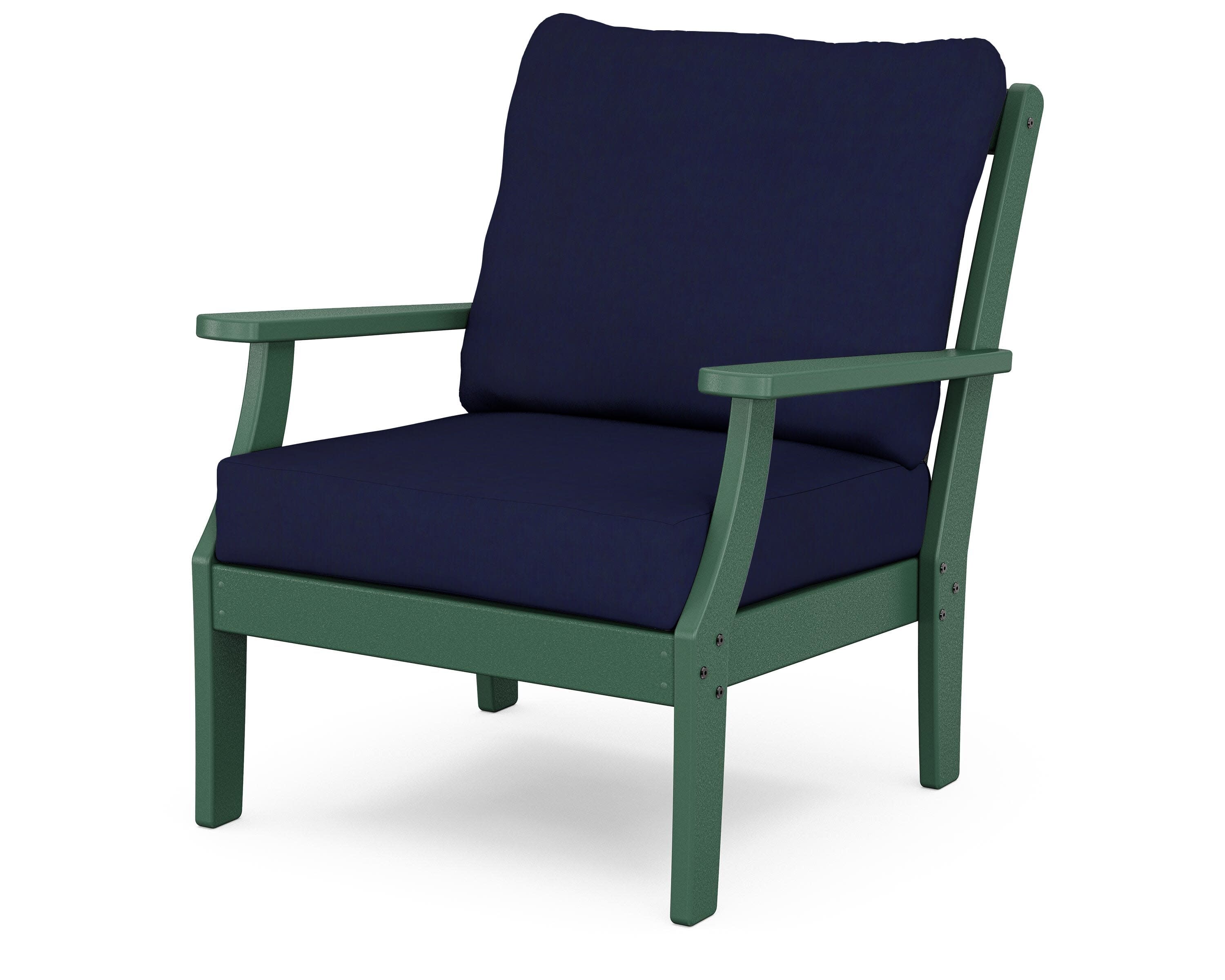 Braxton Deep Seating Chair in Green / Navy