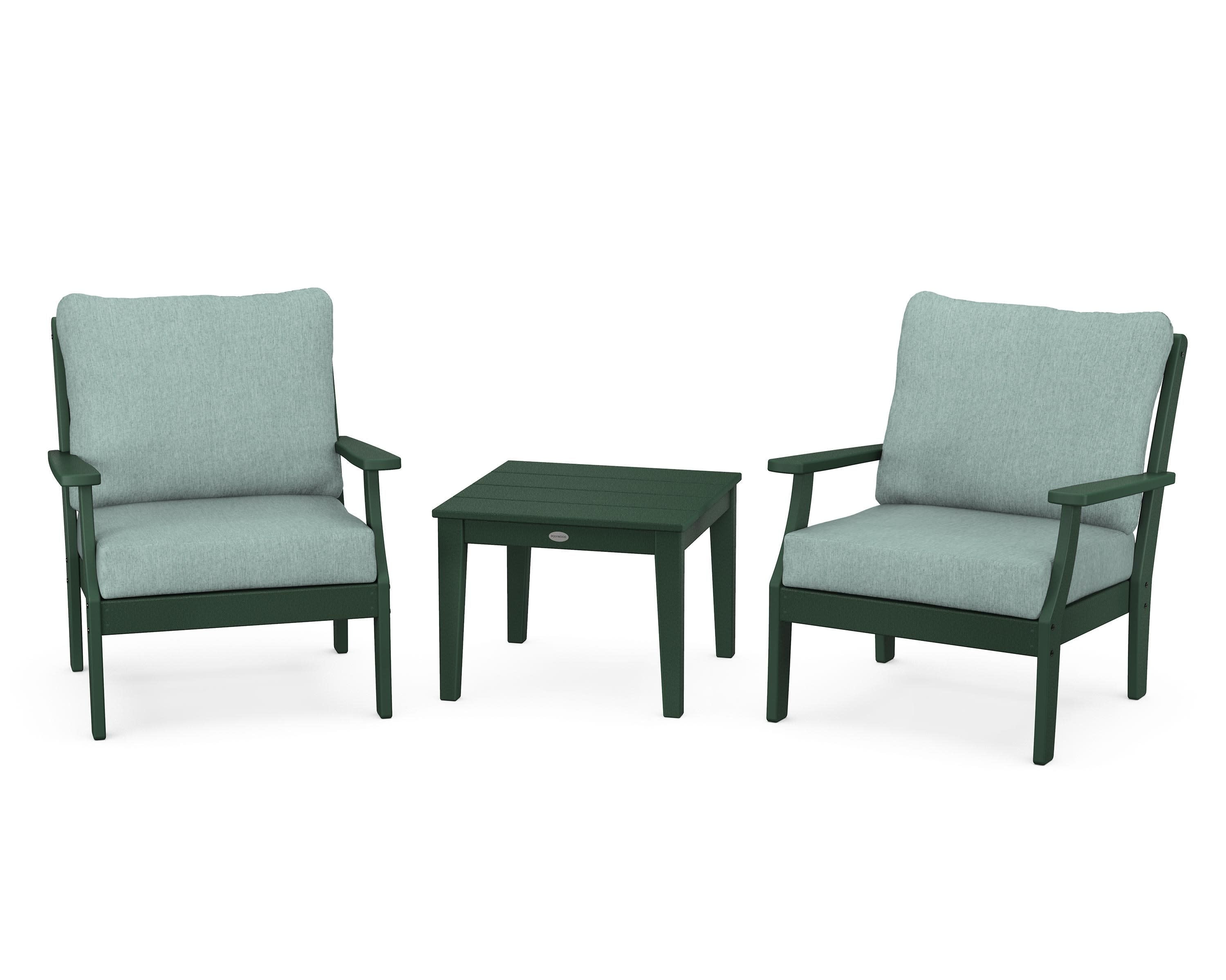 Braxton 3-Piece Deep Seating Set in Green / Glacier Spa