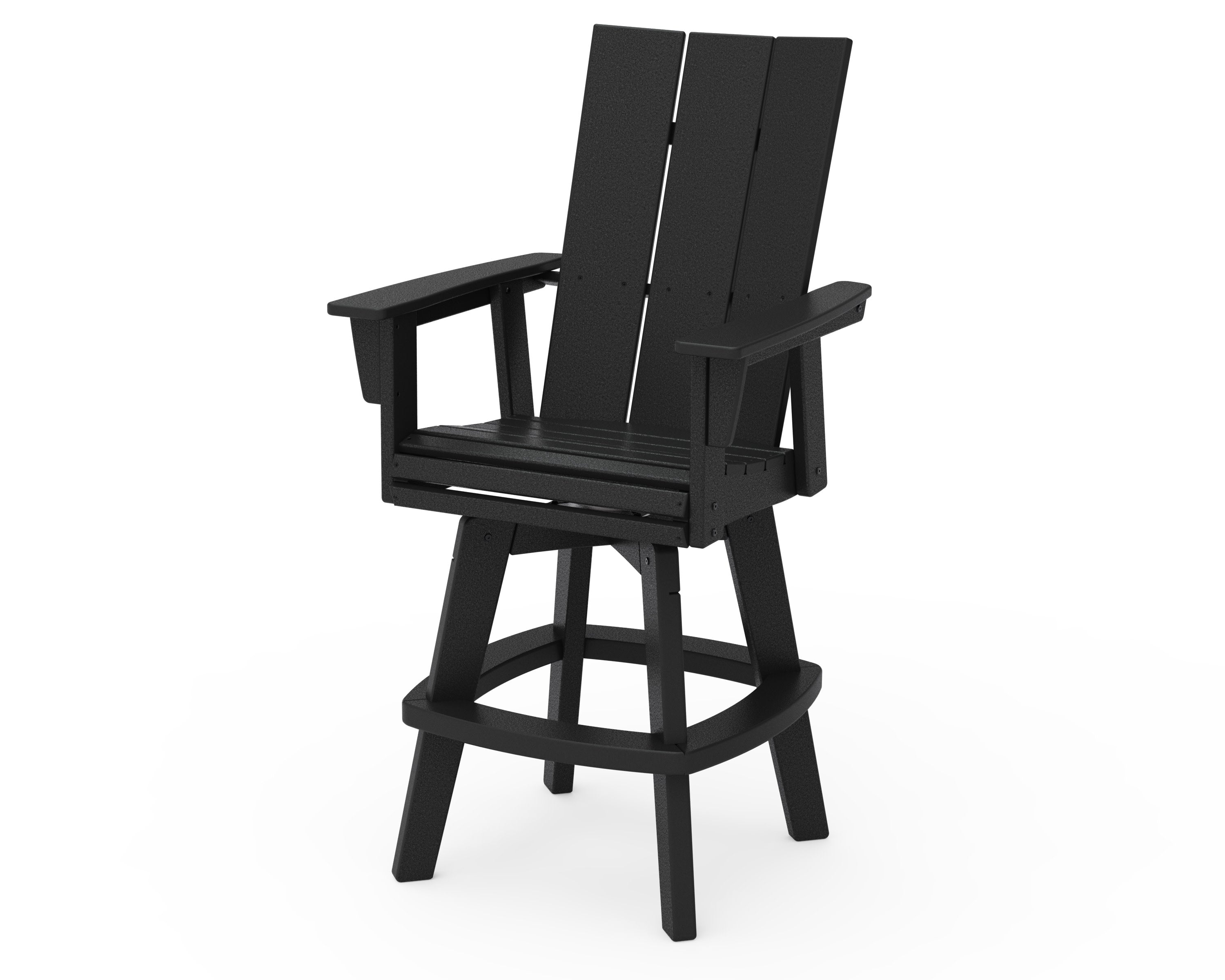 Modern Curveback Adirondack Swivel Bar Chair in Black