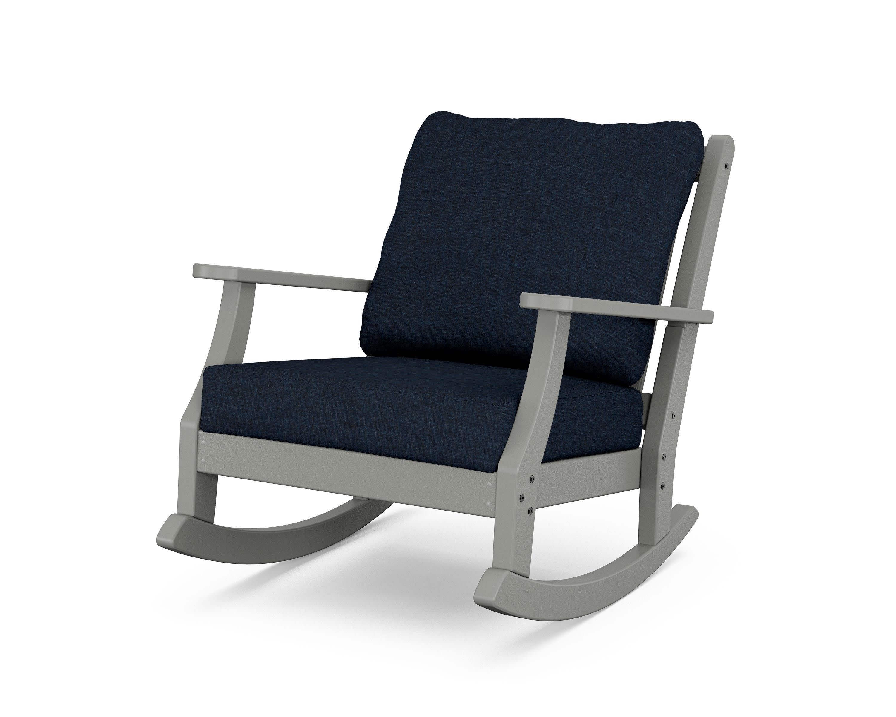 Wovendale Deep Seating Rocking Chair in Slate Grey / Marine Indigo