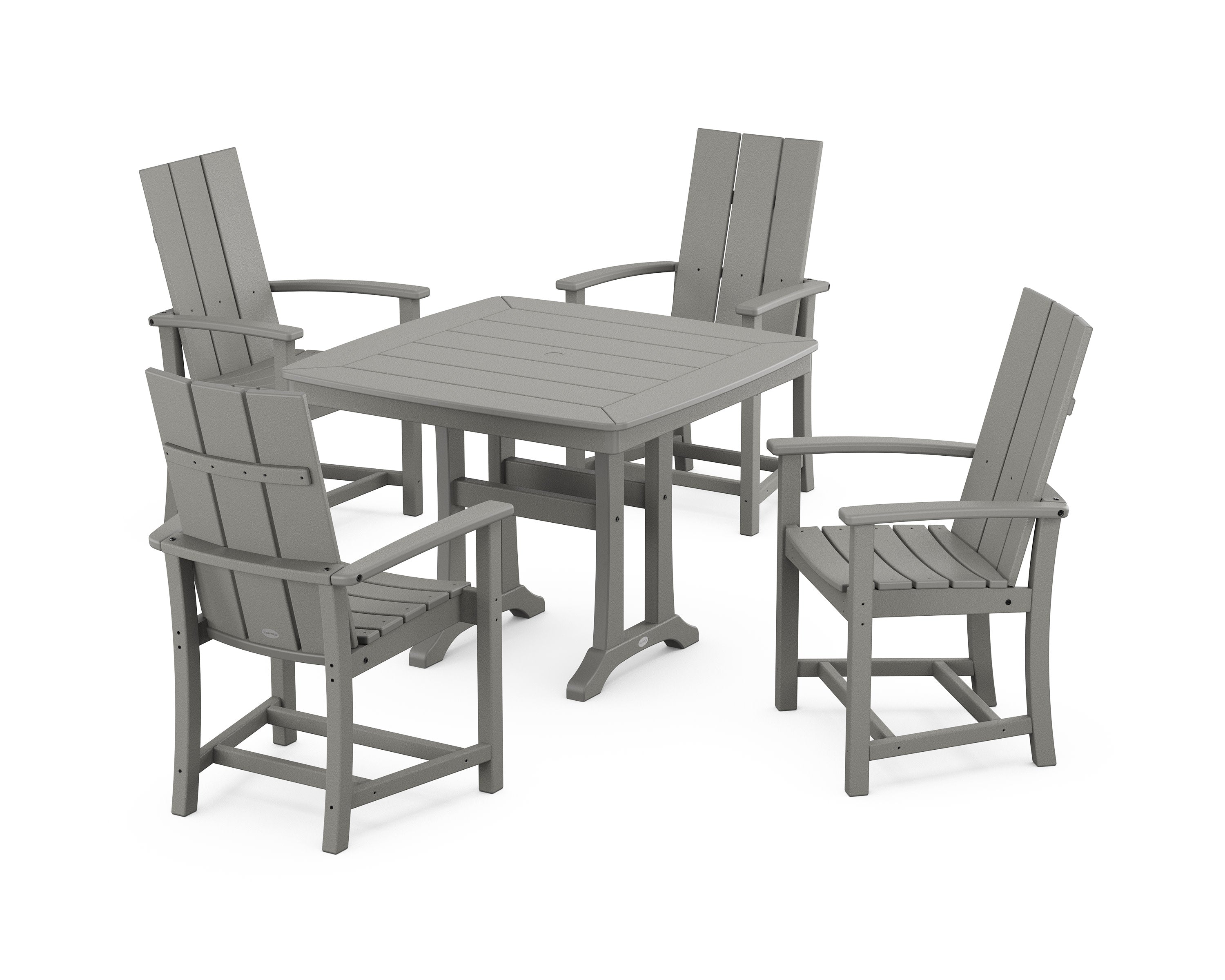 Modern Adirondack 5-Piece Dining Set with Trestle Legs in Slate Grey
