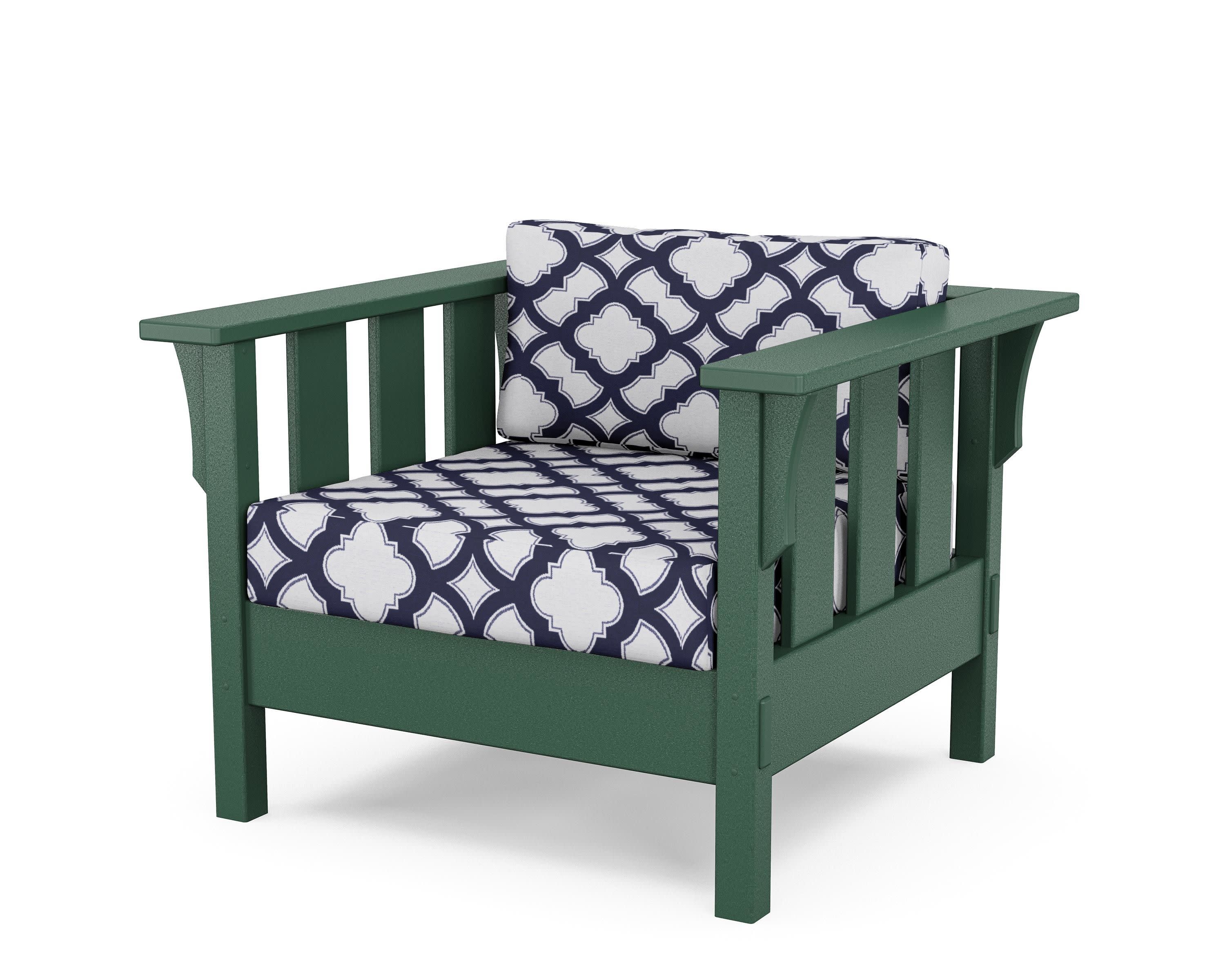Acadia Deep Seating Chair in Green / Trellis Navy