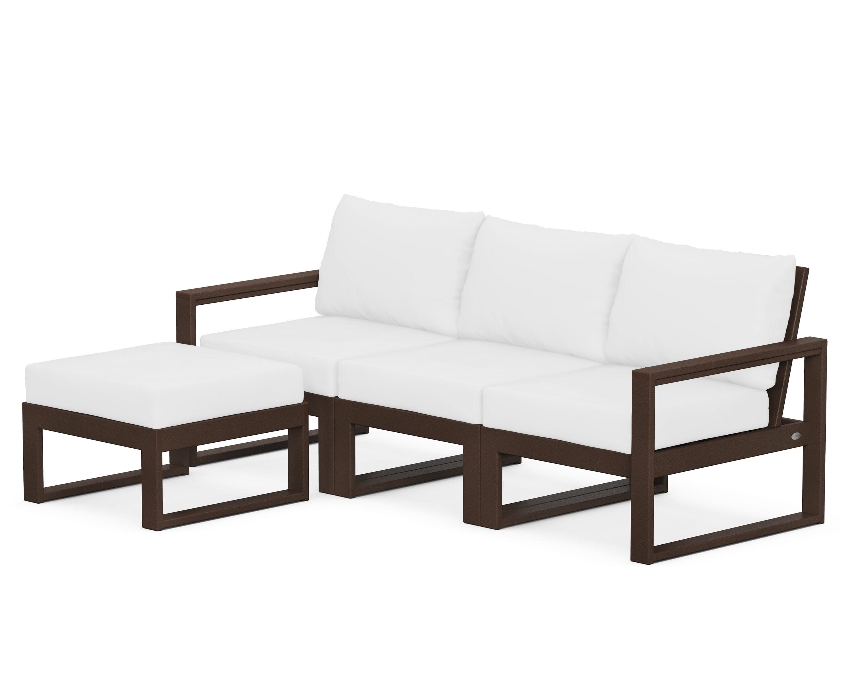 EDGE 4-Piece Modular Deep Seating Set with Ottoman in Mahogany / Natural