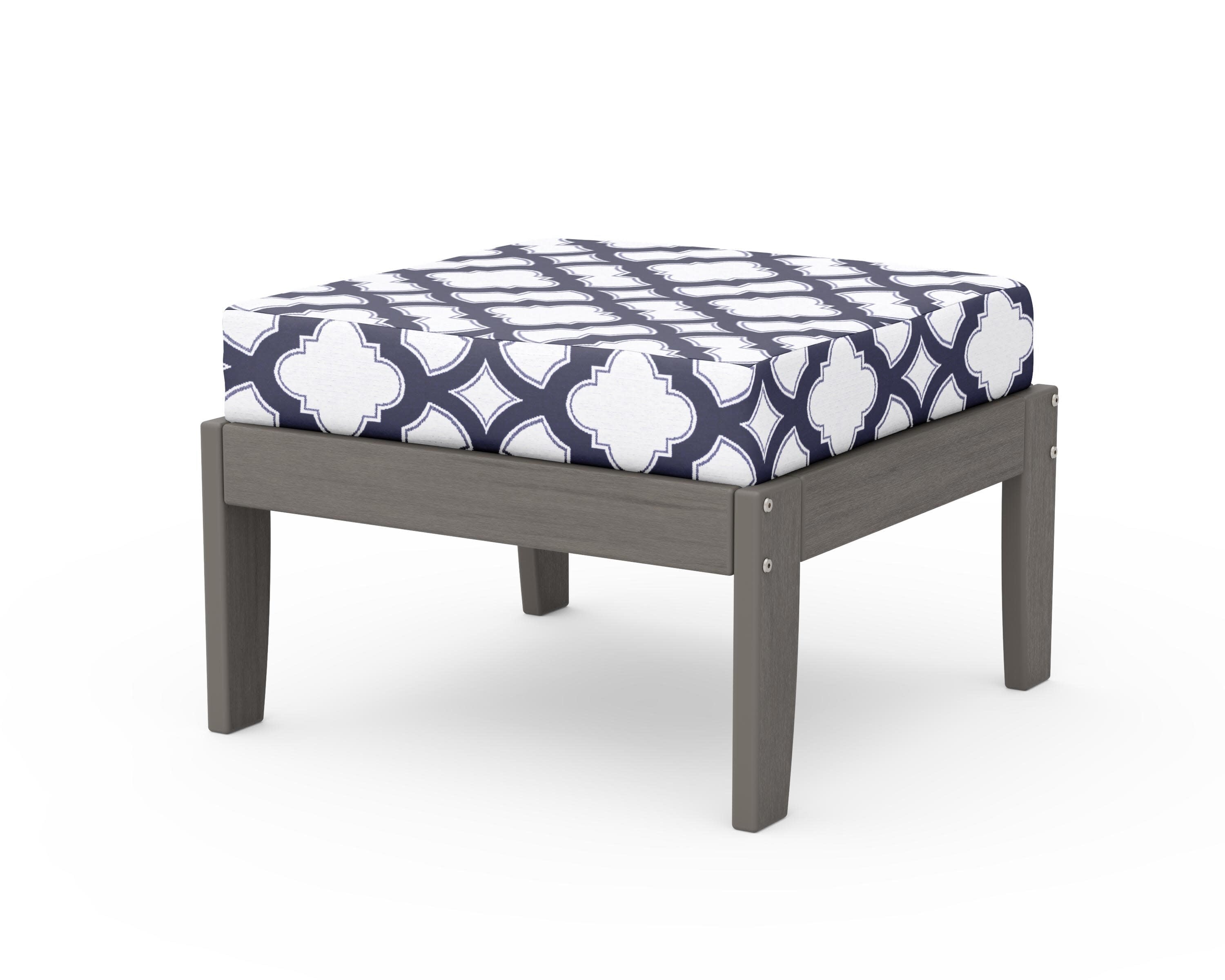 Modular Ottoman - Classic in Driftwood / Trellis Navy